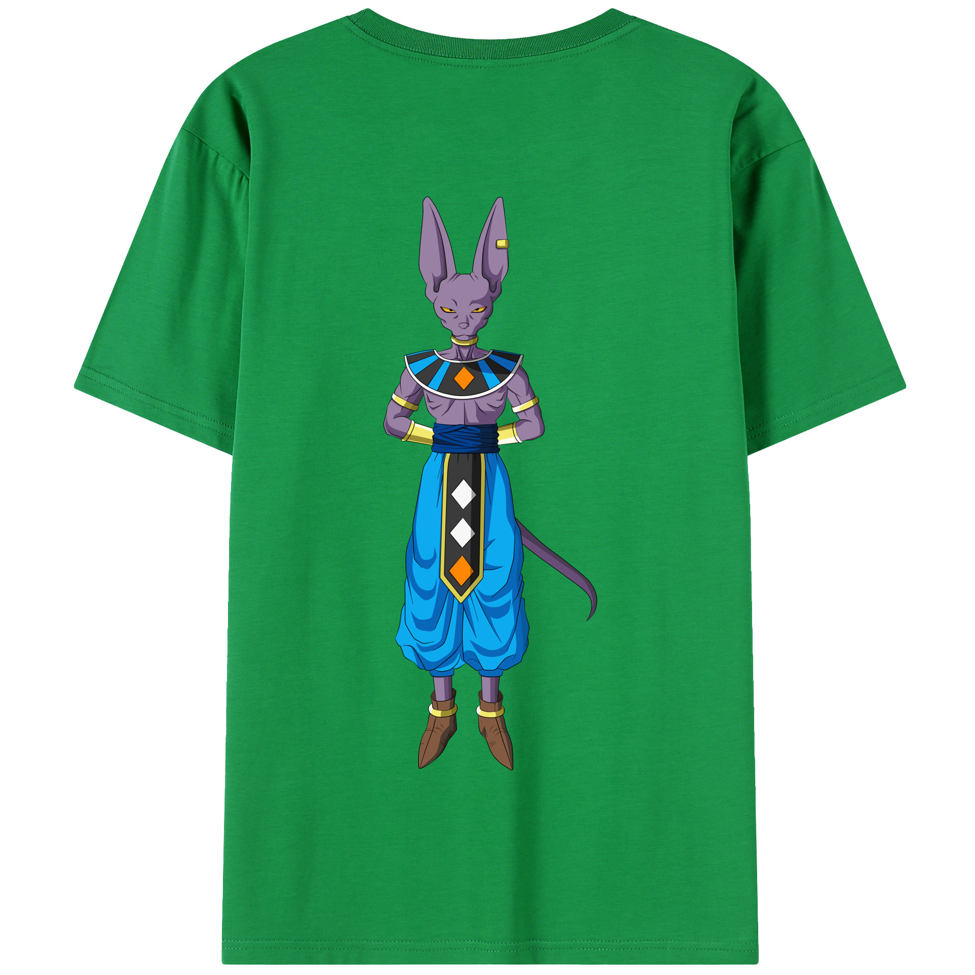 （画像用） ドラゴンボール ビルス 破壊神ビルス DRAGON BALL Beerus Birusu 綿100％半袖Tシャツ（背面プリント）