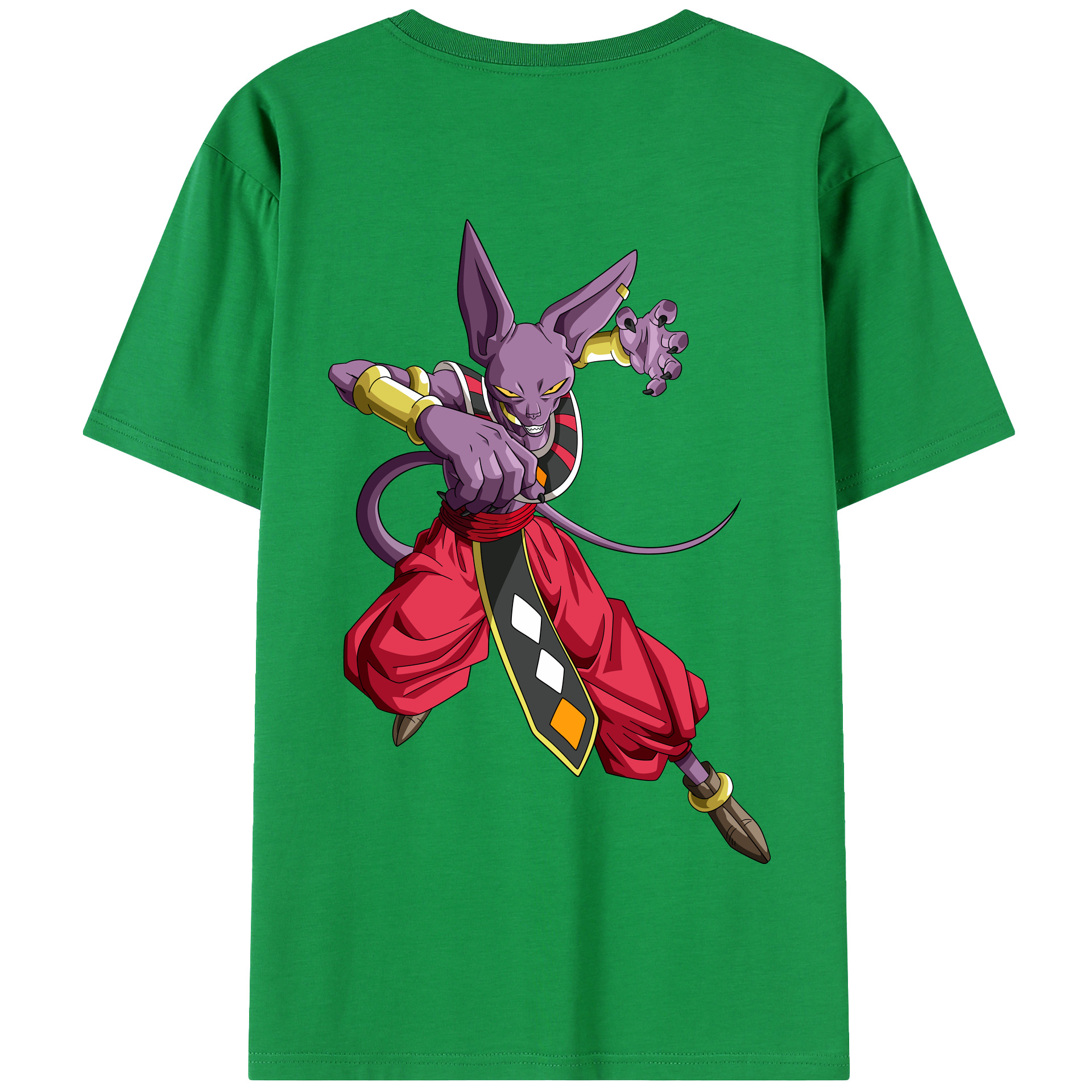 （画像用） ドラゴンボール ビルス 破壊神ビルス DRAGON BALL Beerus Birusu 綿100％半袖Tシャツ（背面プリント）