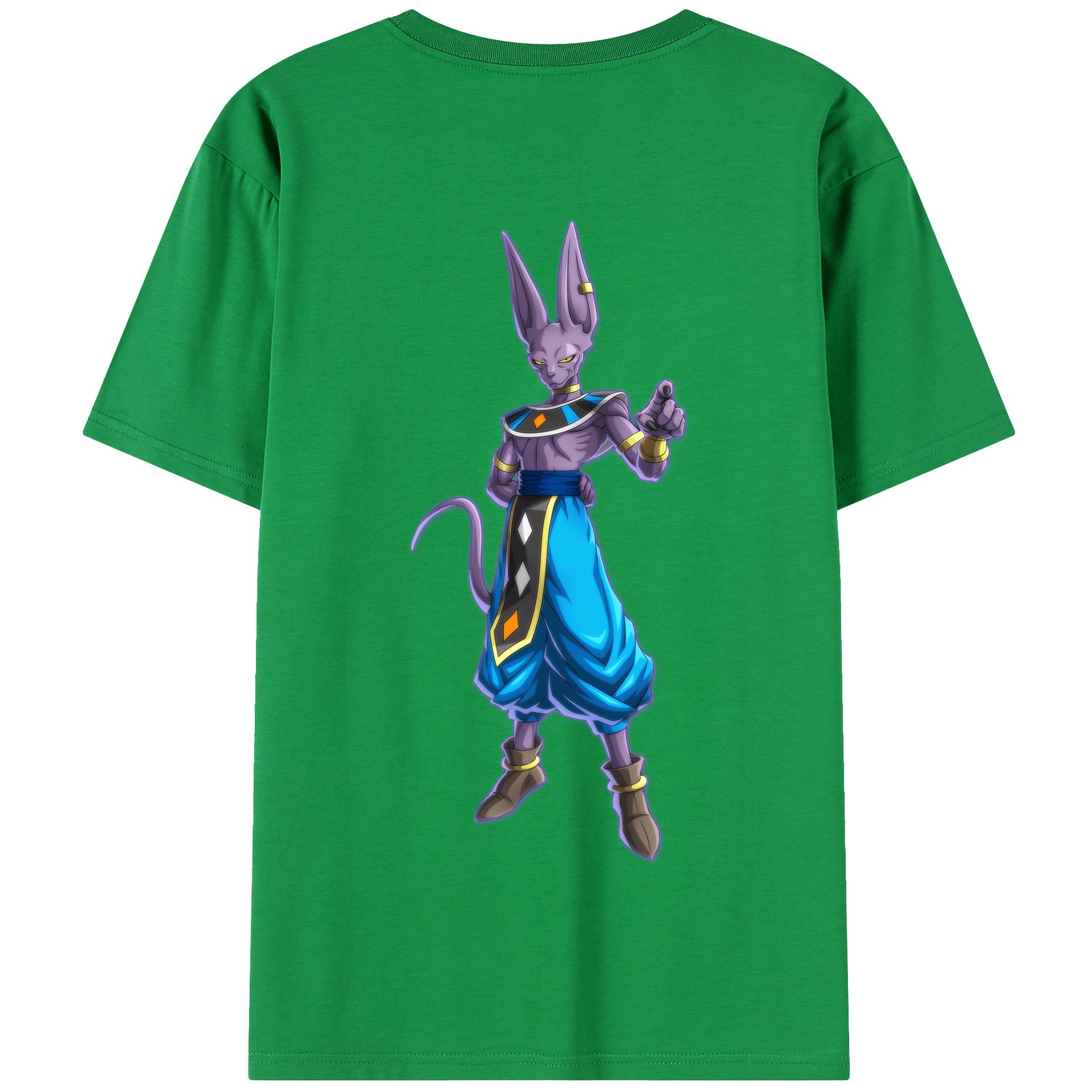（画像用） ドラゴンボール ビルス 破壊神ビルス DRAGON BALL Beerus Birusu 綿100％半袖Tシャツ（背面プリント）