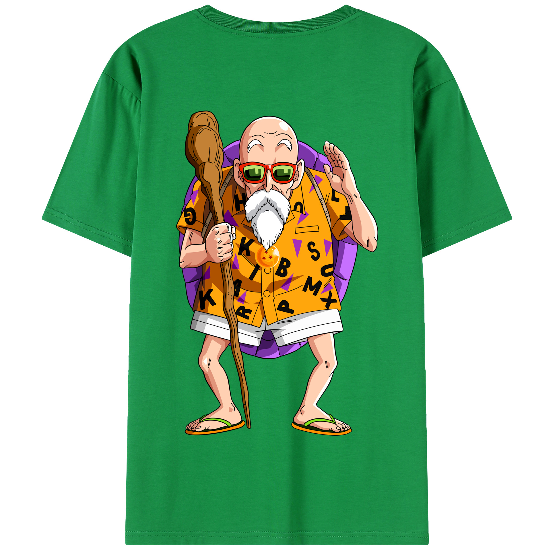 （画像用） ドラゴンボール 亀仙人（かめせんにん） DRAGON BALL Master Roshi Kame Sennin 綿100％半袖Tシャツ（背面プリント）