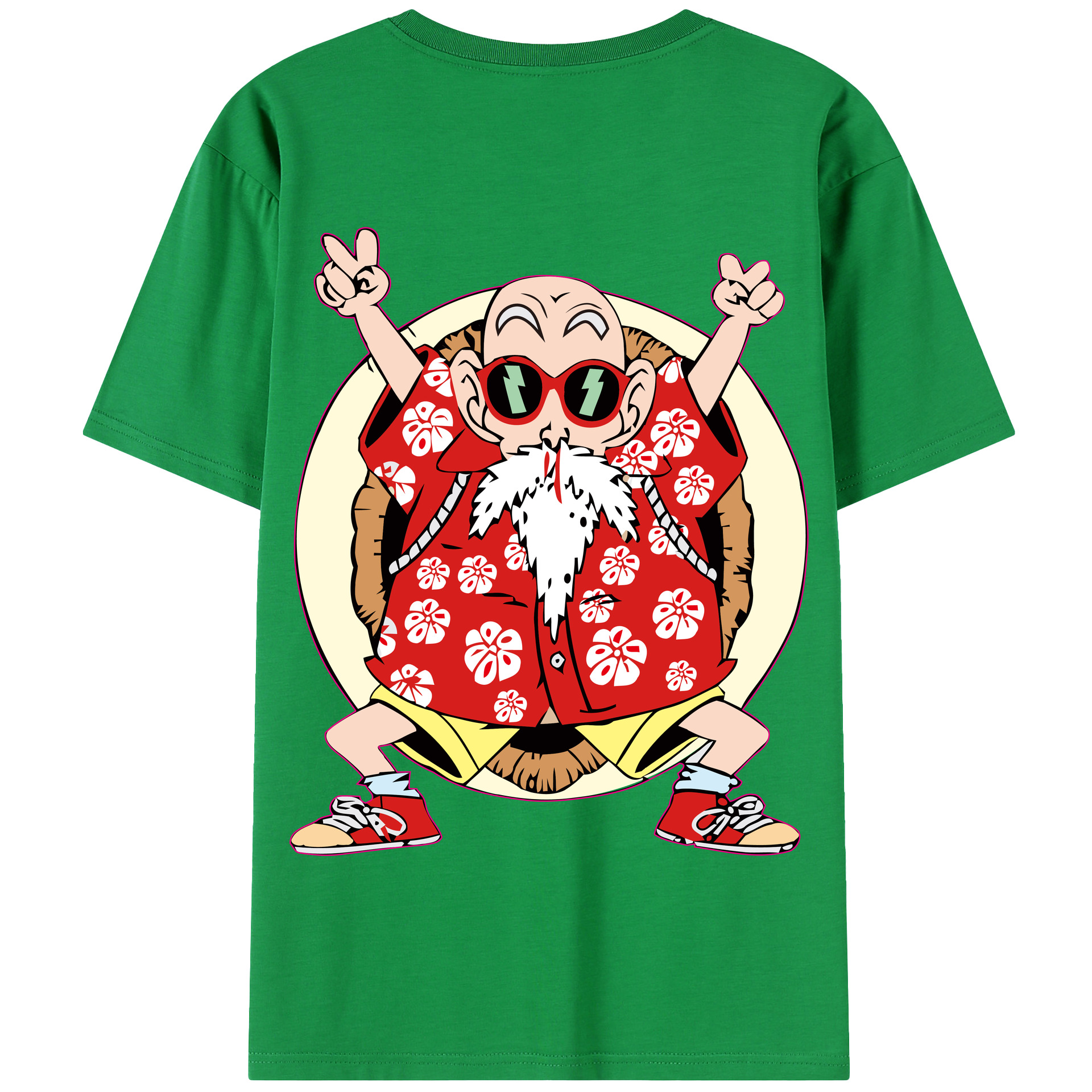 （画像用） ドラゴンボール 亀仙人（かめせんにん） DRAGON BALL Master Roshi Kame Sennin 綿100％半袖Tシャツ（背面プリント）