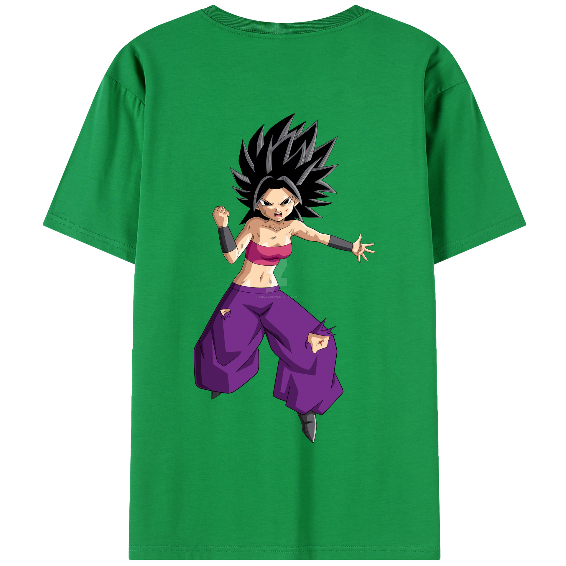 （画像用） ドラゴンボール カリフラ DRAGON BALL Caulifla 綿100％半袖Tシャツ（背面プリント）