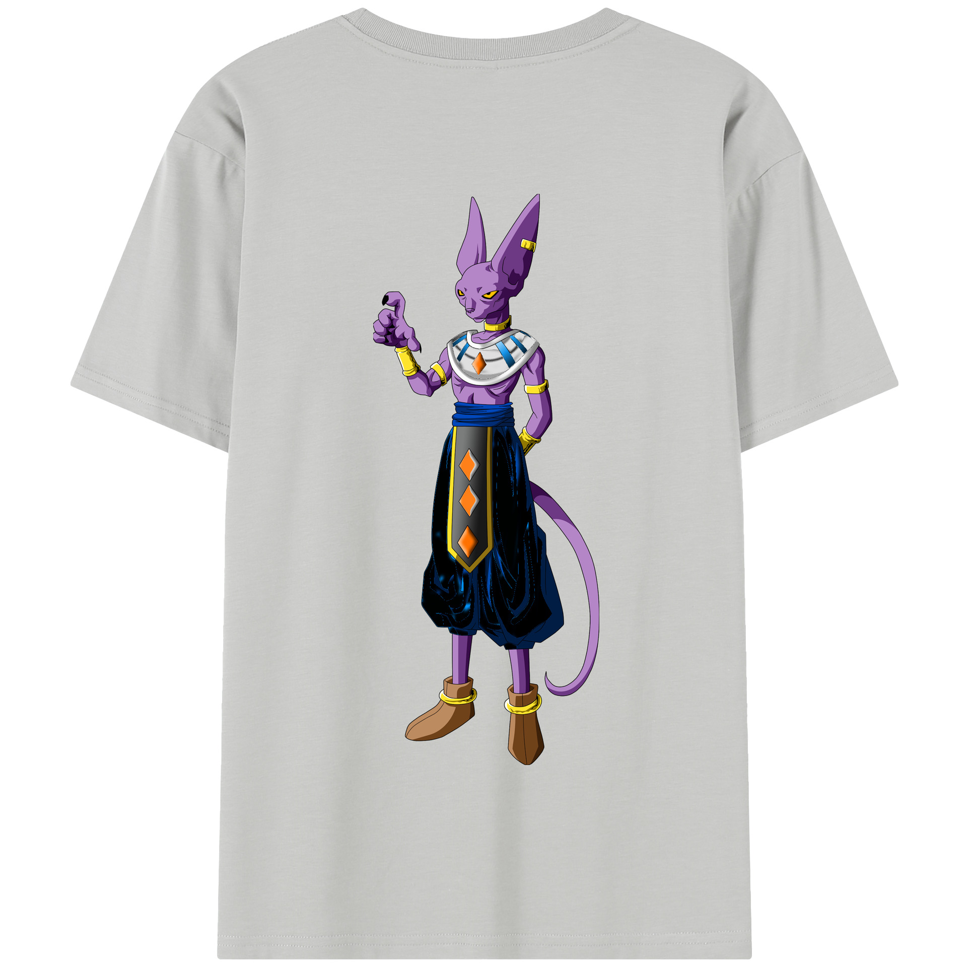 （画像用） ドラゴンボール ビルス 破壊神ビルス DRAGON BALL Beerus Birusu 綿100％半袖Tシャツ（背面プリント）