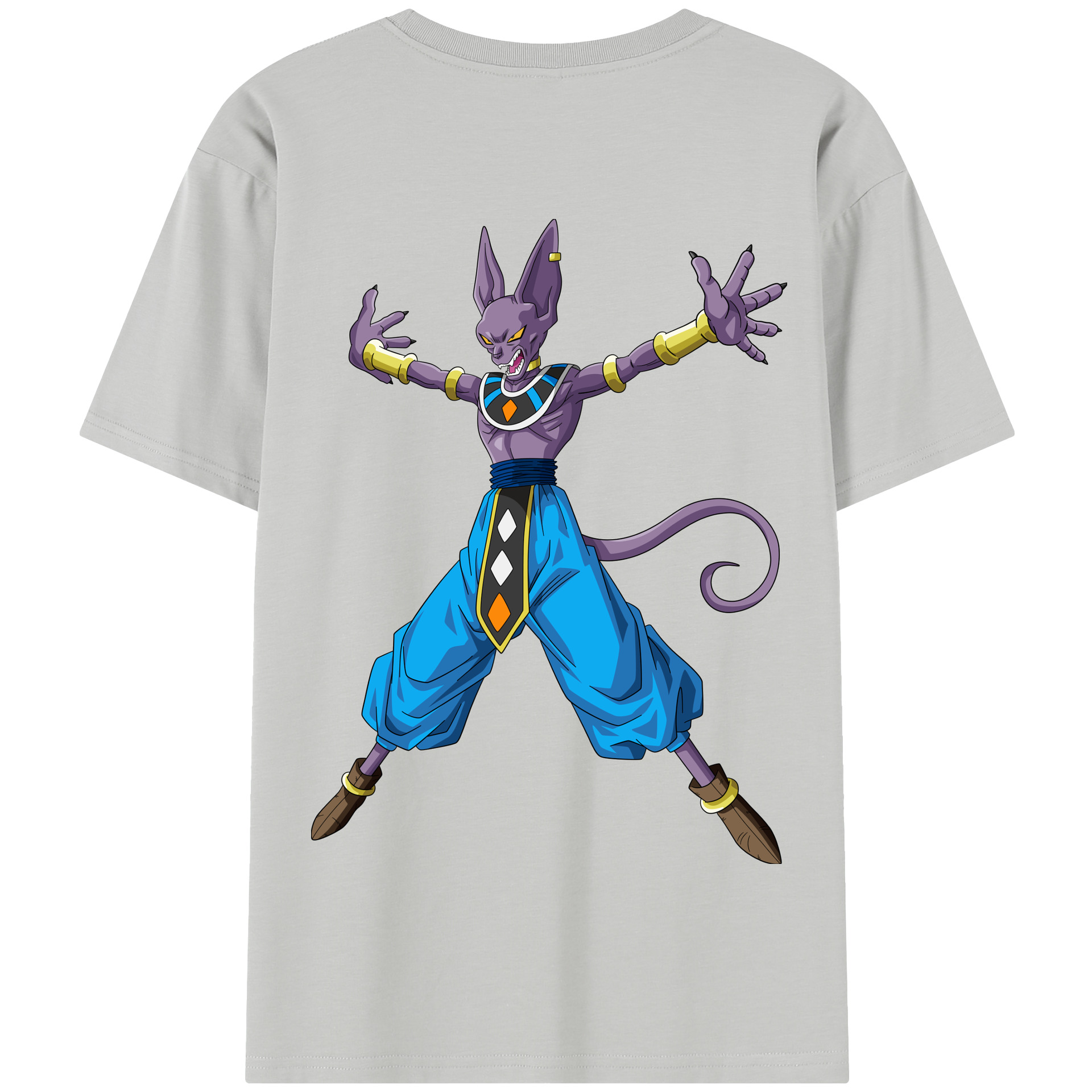 （画像用） ドラゴンボール ビルス 破壊神ビルス DRAGON BALL Beerus Birusu 綿100％半袖Tシャツ（背面プリント）