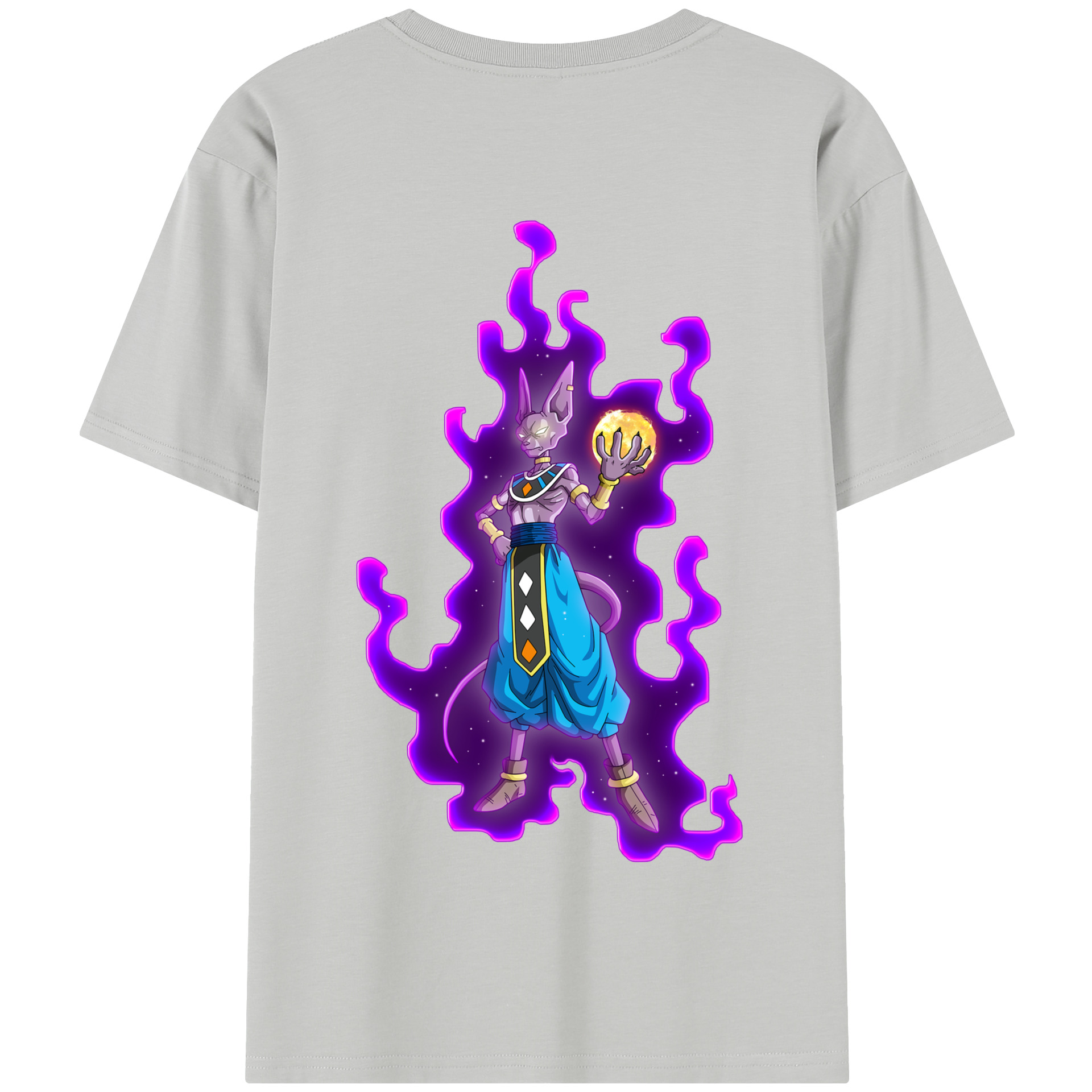 （画像用） ドラゴンボール ビルス 破壊神ビルス DRAGON BALL Beerus Birusu 綿100％半袖Tシャツ（背面プリント）