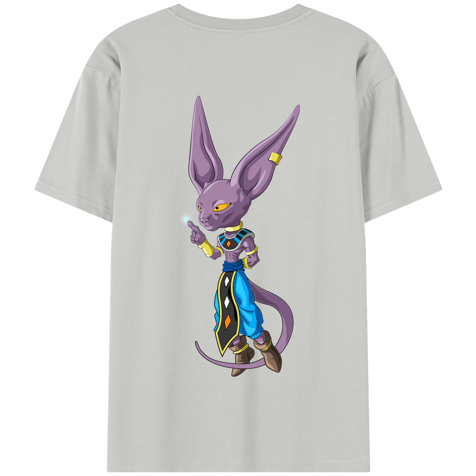 （画像用） ドラゴンボール ビルス 破壊神ビルス DRAGON BALL Beerus Birusu 綿100％半袖Tシャツ（背面プリント）