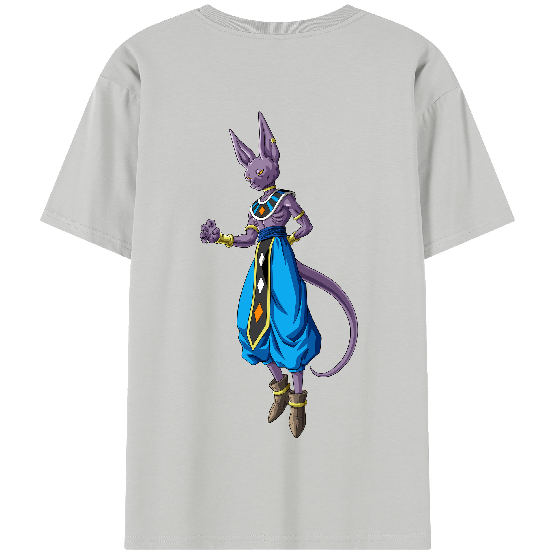 （画像用） ドラゴンボール ビルス 破壊神ビルス DRAGON BALL Beerus Birusu 綿100％半袖Tシャツ（背面プリント）