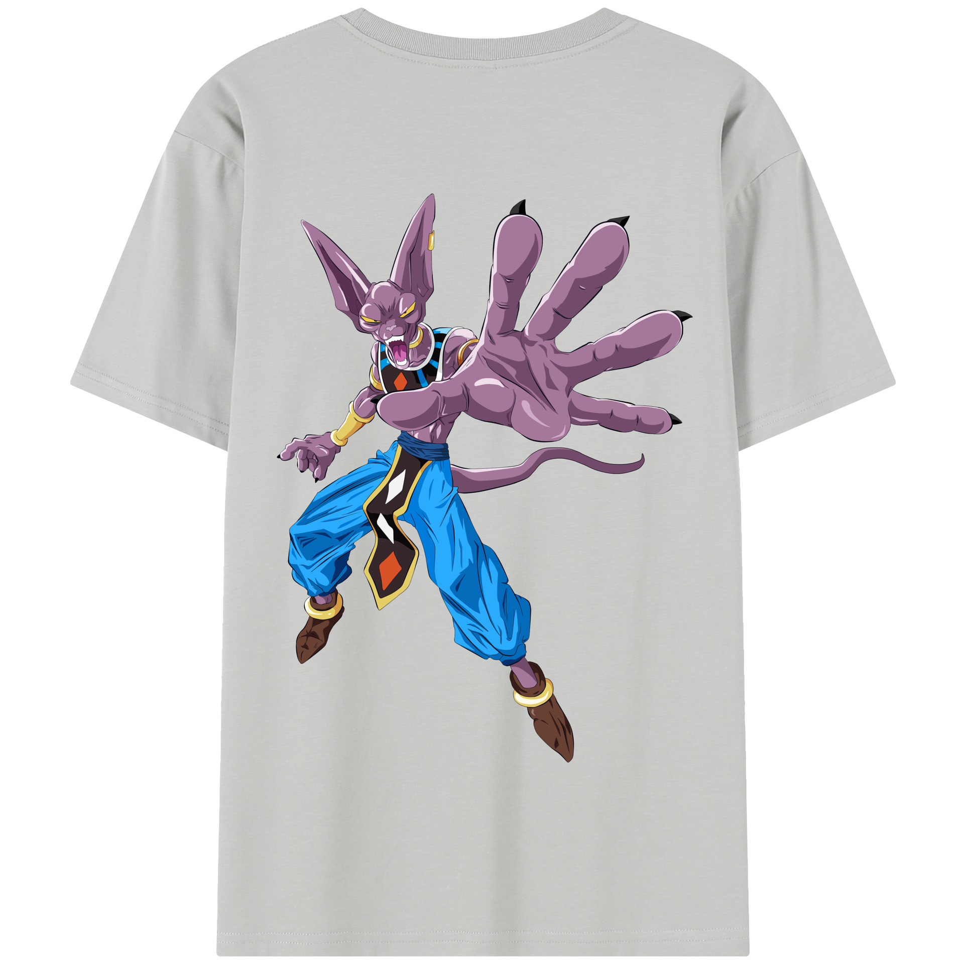 （画像用） ドラゴンボール ビルス 破壊神ビルス DRAGON BALL Beerus Birusu 綿100％半袖Tシャツ（背面プリント）