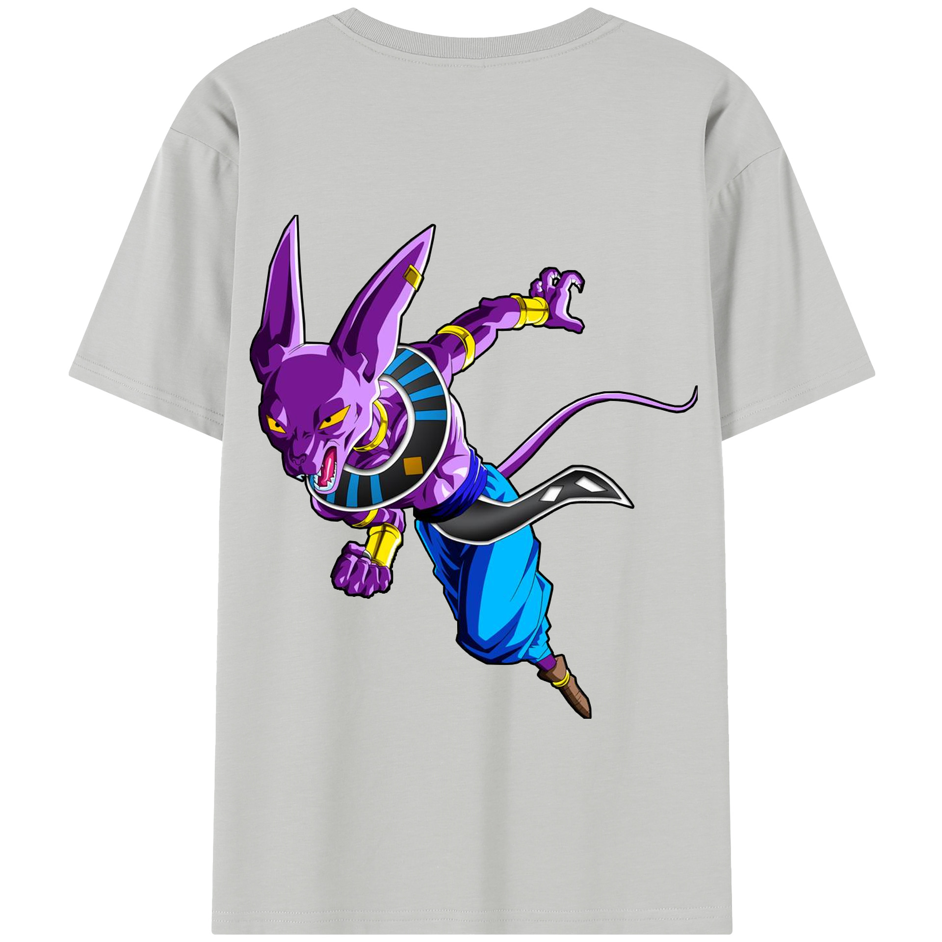 （画像用） ドラゴンボール ビルス 破壊神ビルス DRAGON BALL Beerus Birusu 綿100％半袖Tシャツ（背面プリント）