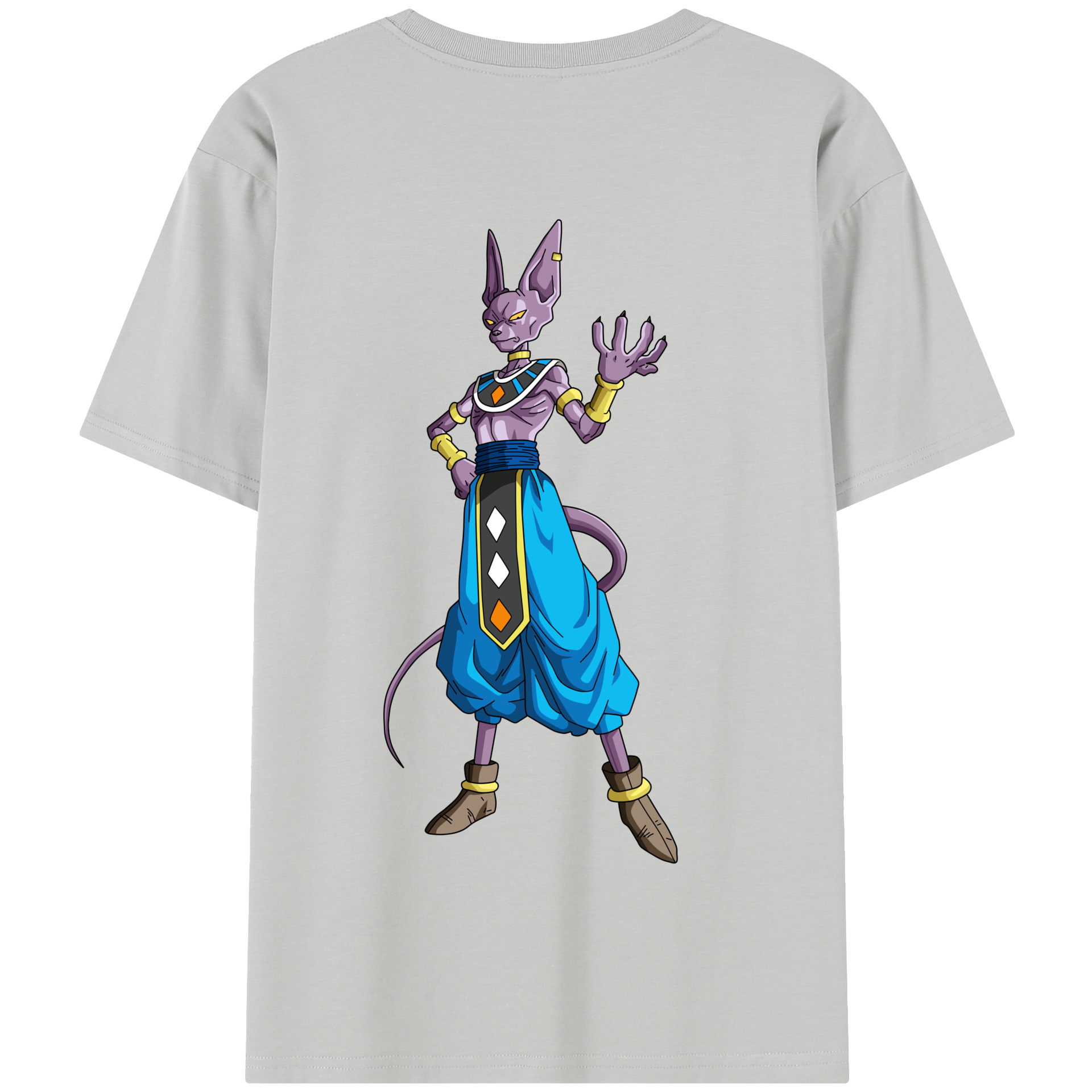（画像用） ドラゴンボール ビルス 破壊神ビルス DRAGON BALL Beerus Birusu 綿100％半袖Tシャツ（背面プリント）