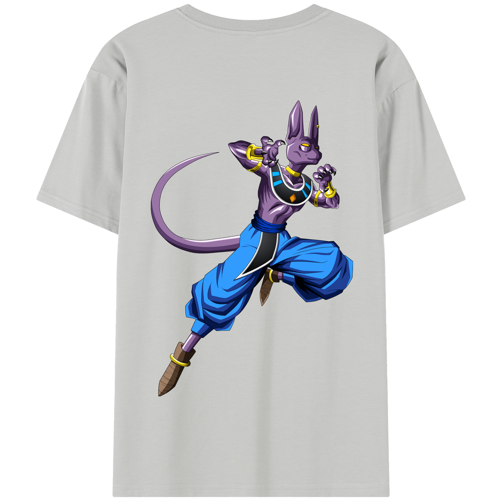 （画像用） ドラゴンボール ビルス 破壊神ビルス DRAGON BALL Beerus Birusu 綿100％半袖Tシャツ（背面プリント）