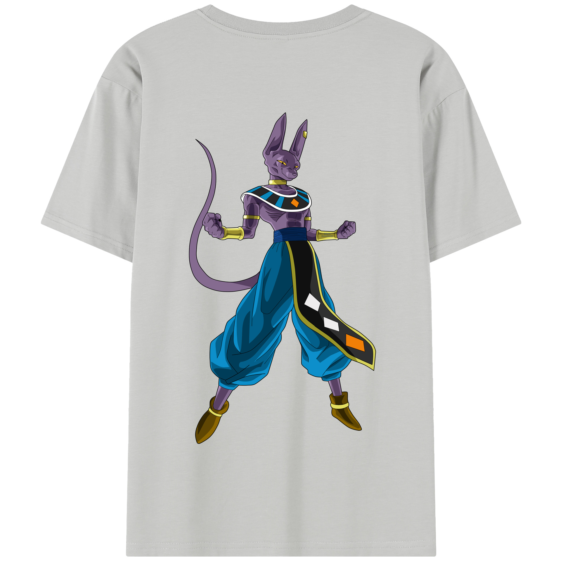 （画像用） ドラゴンボール ビルス 破壊神ビルス DRAGON BALL Beerus Birusu 綿100％半袖Tシャツ（背面プリント）