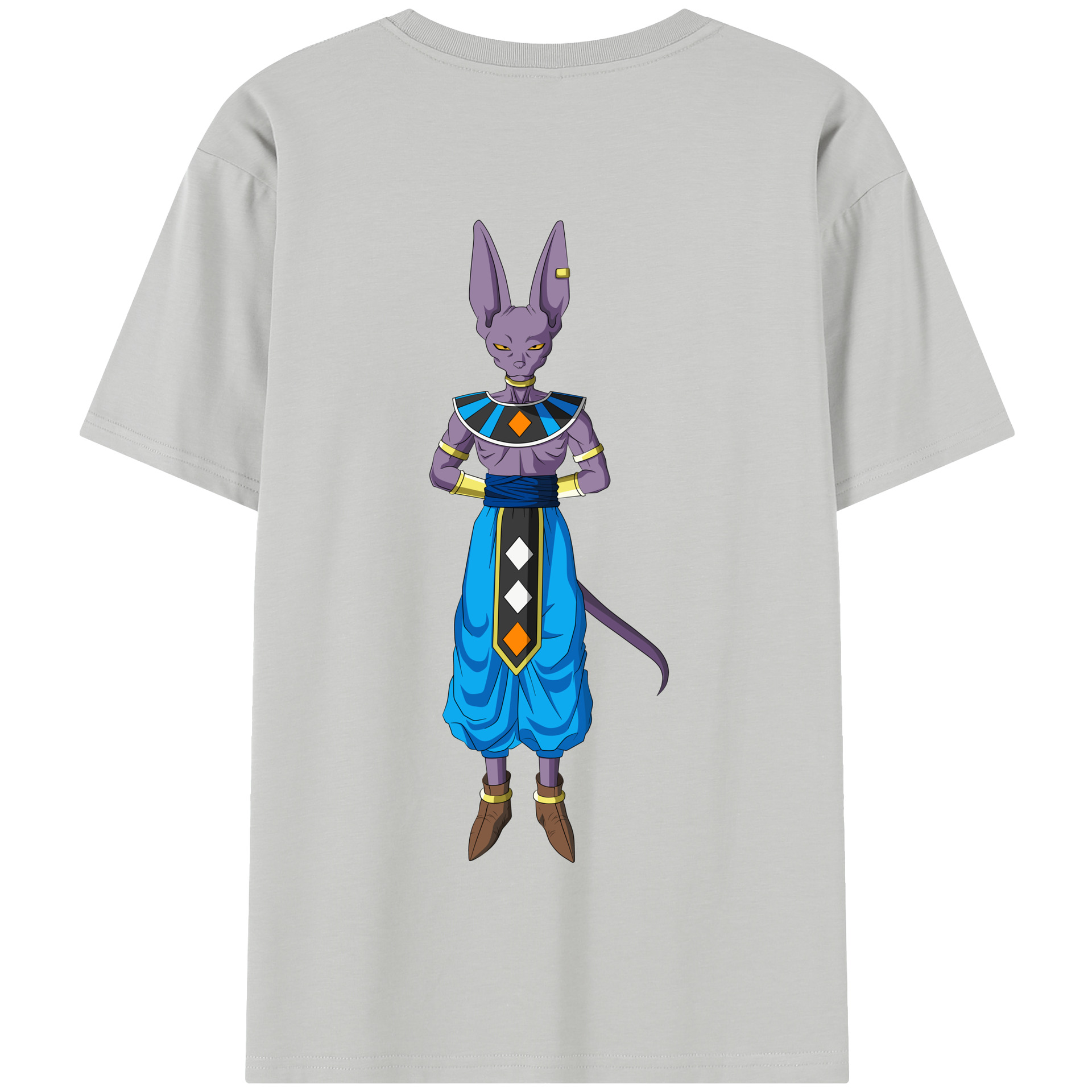 （画像用） ドラゴンボール ビルス 破壊神ビルス DRAGON BALL Beerus Birusu 綿100％半袖Tシャツ（背面プリント）