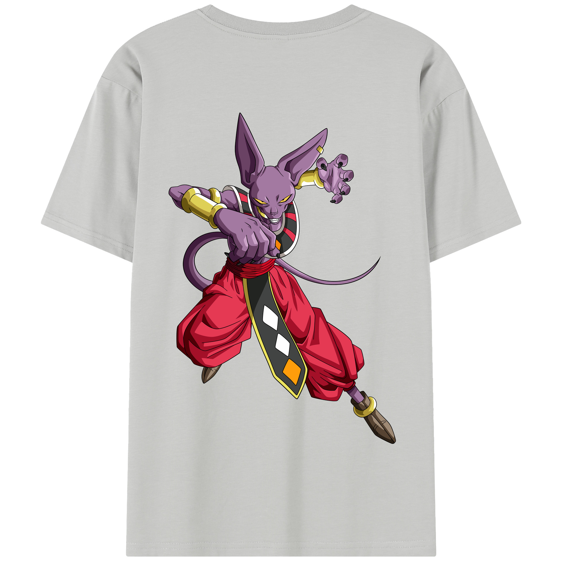 （画像用） ドラゴンボール ビルス 破壊神ビルス DRAGON BALL Beerus Birusu 綿100％半袖Tシャツ（背面プリント）