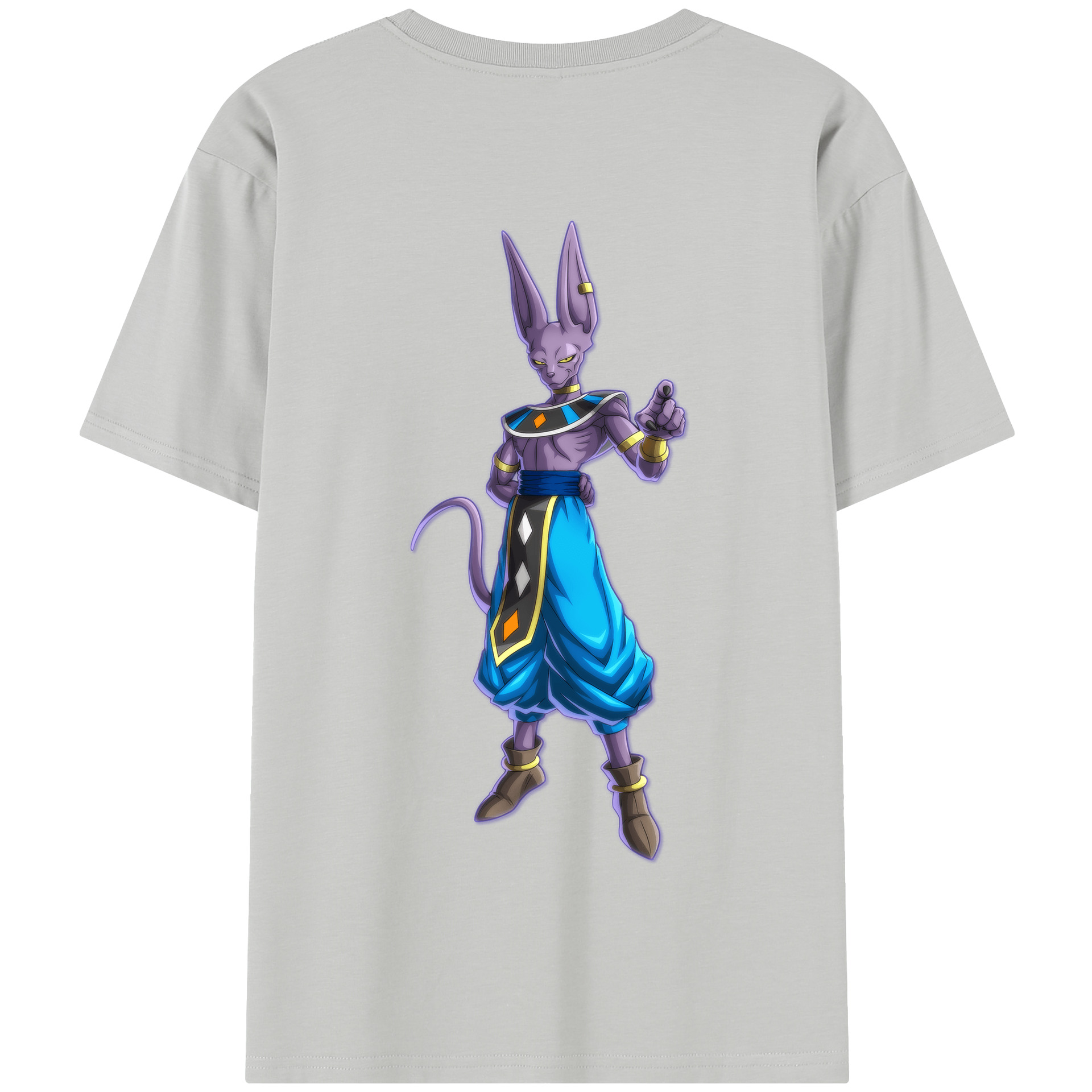 （画像用） ドラゴンボール ビルス 破壊神ビルス DRAGON BALL Beerus Birusu 綿100％半袖Tシャツ（背面プリント）