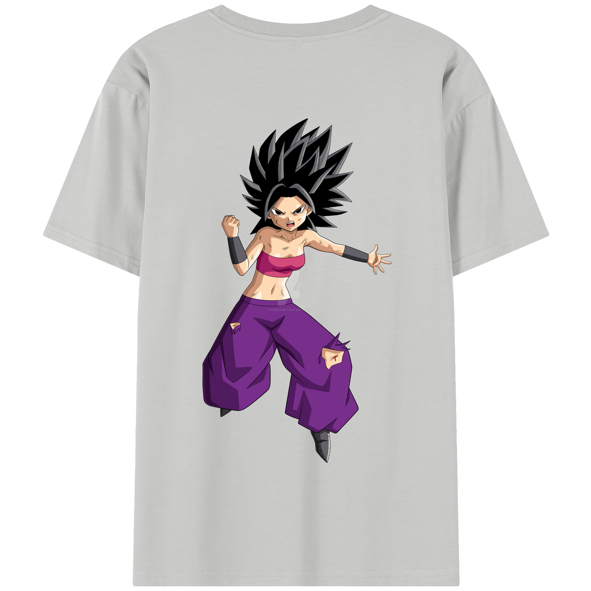 （画像用） ドラゴンボール カリフラ DRAGON BALL Caulifla 綿100％半袖Tシャツ（背面プリント）