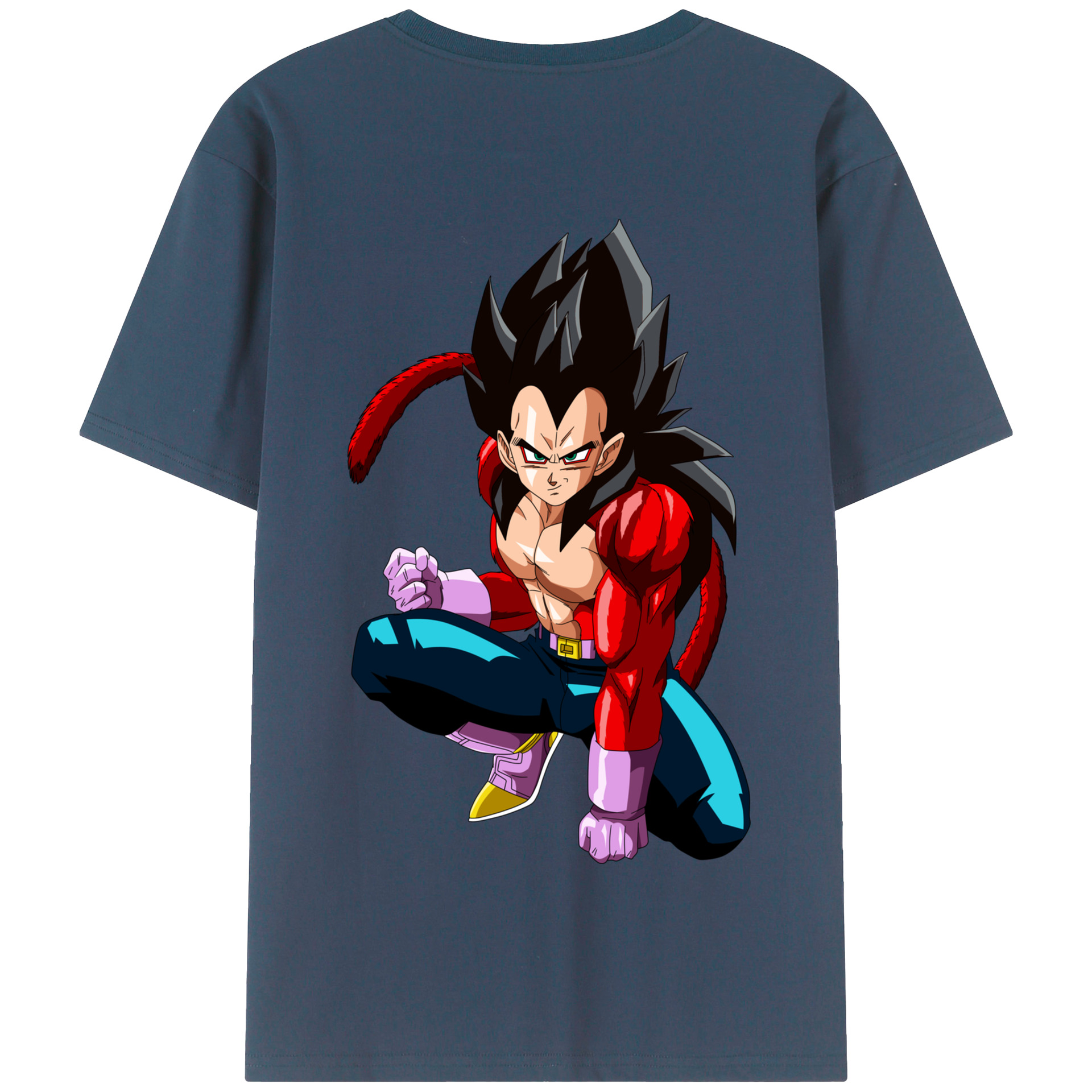 （画像用） ドラゴンボール ベジータ四世（Bejīta Yonsei）DRAGON BALL Vegeta IV 綿100％半袖Tシャツ（背面プリント）