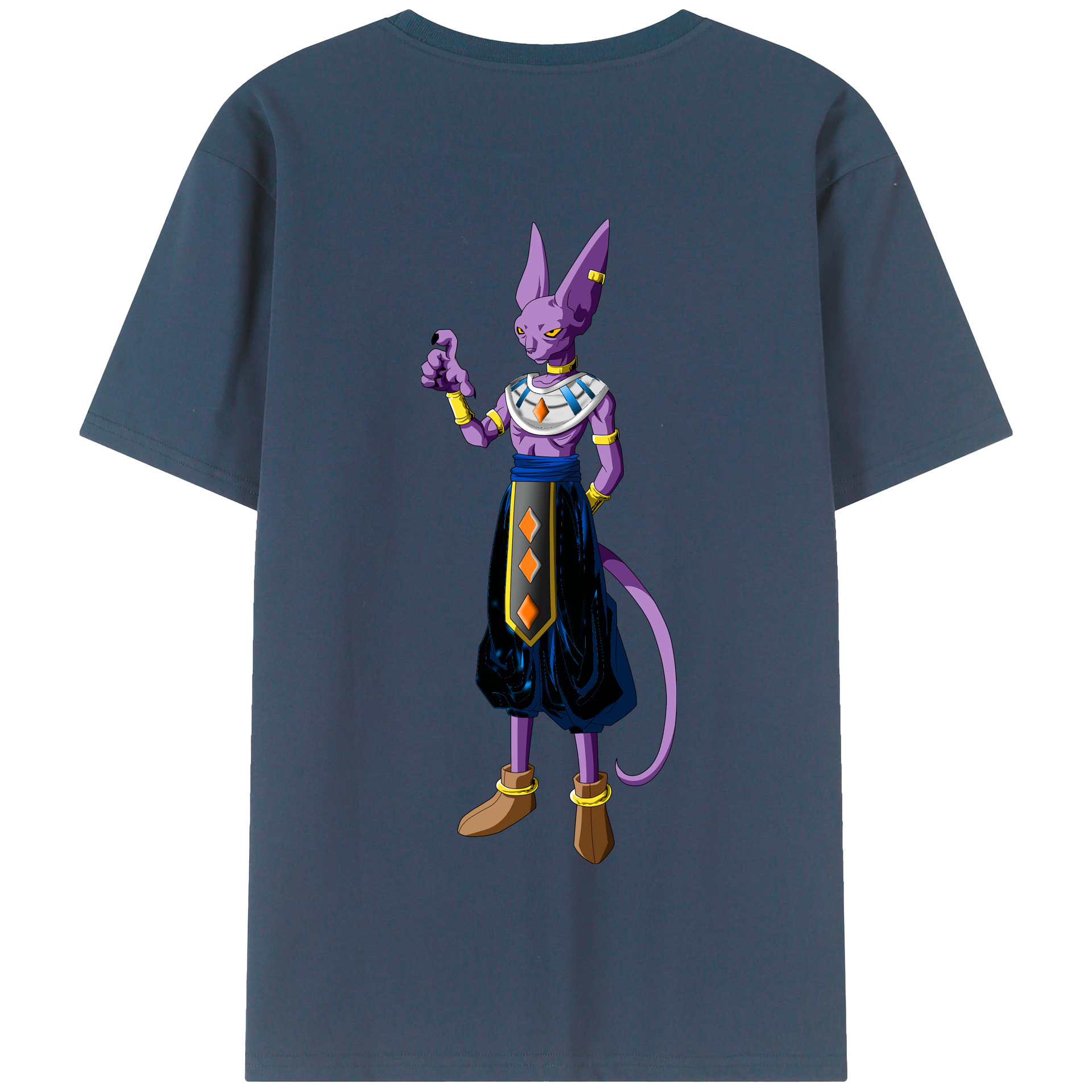 （画像用） ドラゴンボール ビルス 破壊神ビルス DRAGON BALL Beerus Birusu 綿100％半袖Tシャツ（背面プリント）