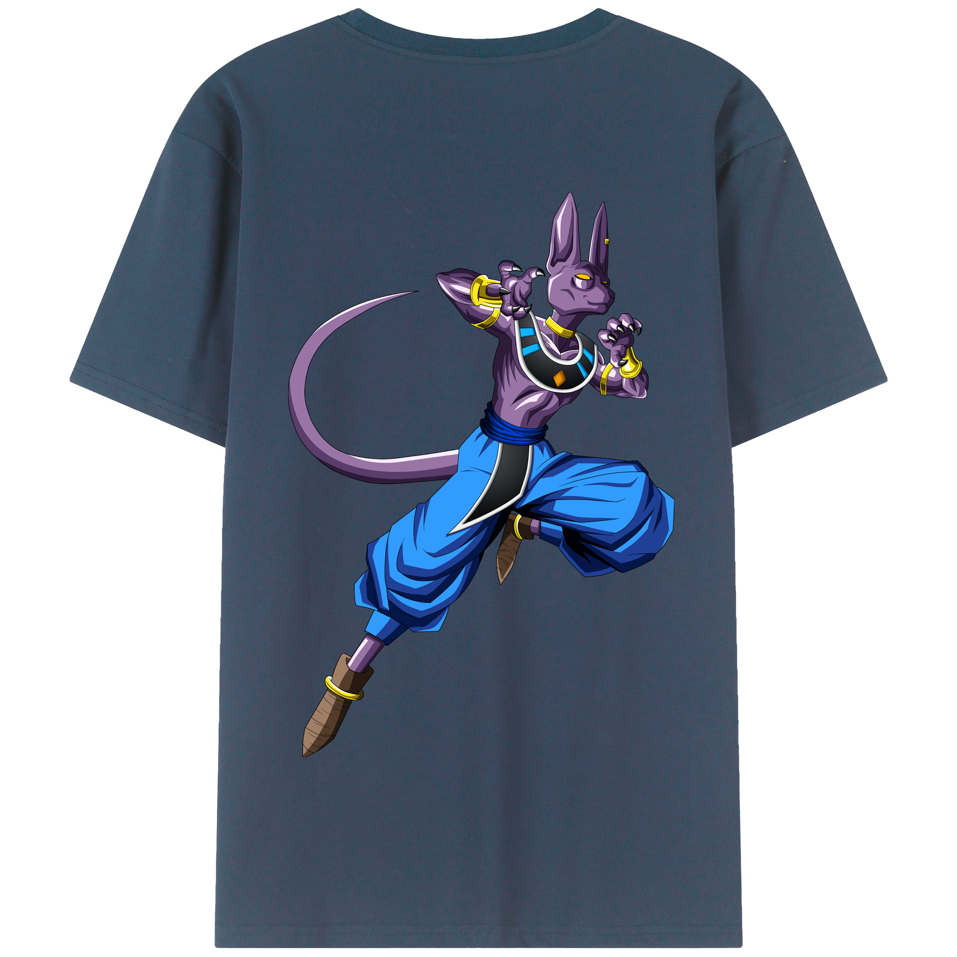 （画像用） ドラゴンボール ビルス 破壊神ビルス DRAGON BALL Beerus Birusu 綿100％半袖Tシャツ（背面プリント）