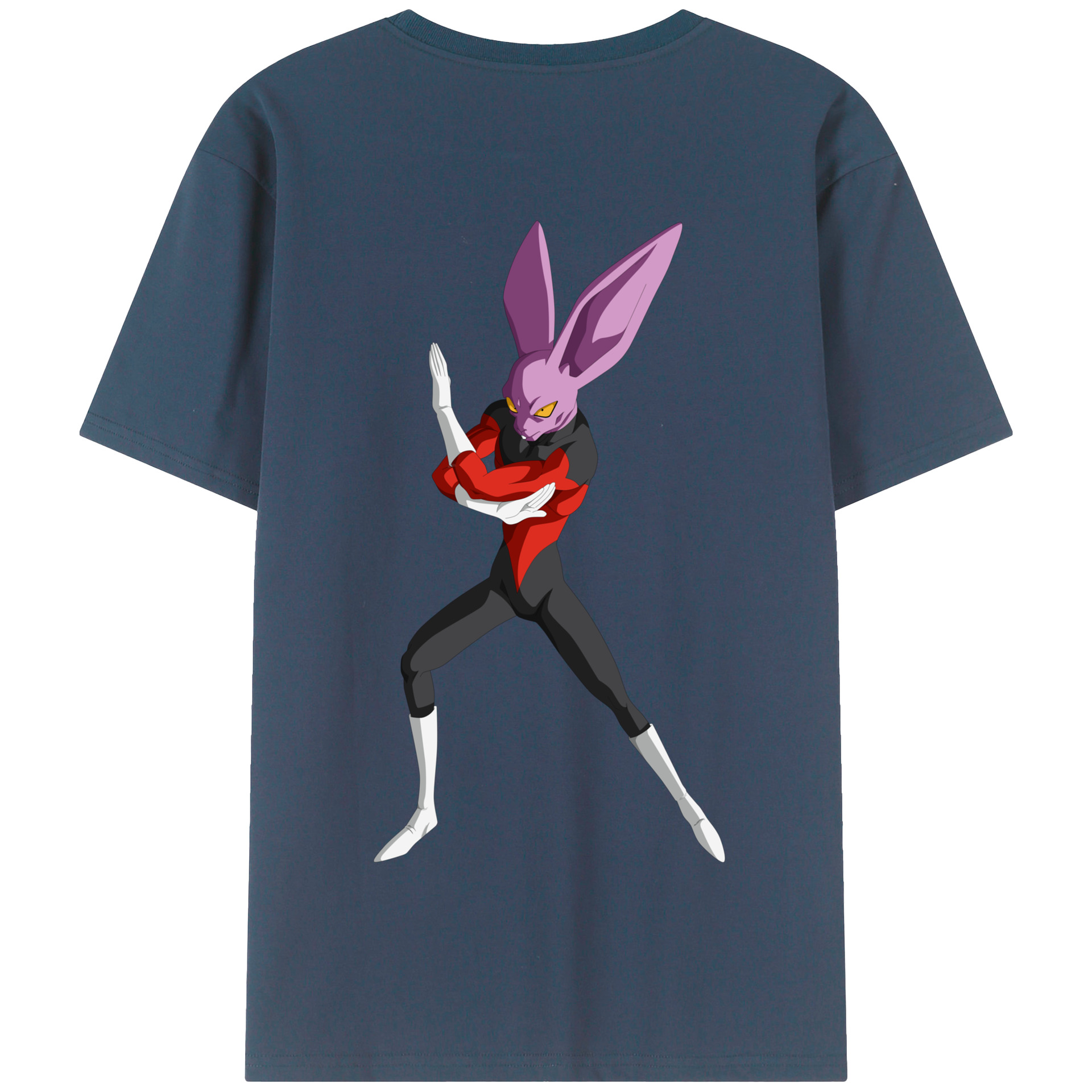（画像用） ドラゴンボール ビルス 破壊神ビルス DRAGON BALL Beerus Birusu 綿100％半袖Tシャツ（背面プリント）