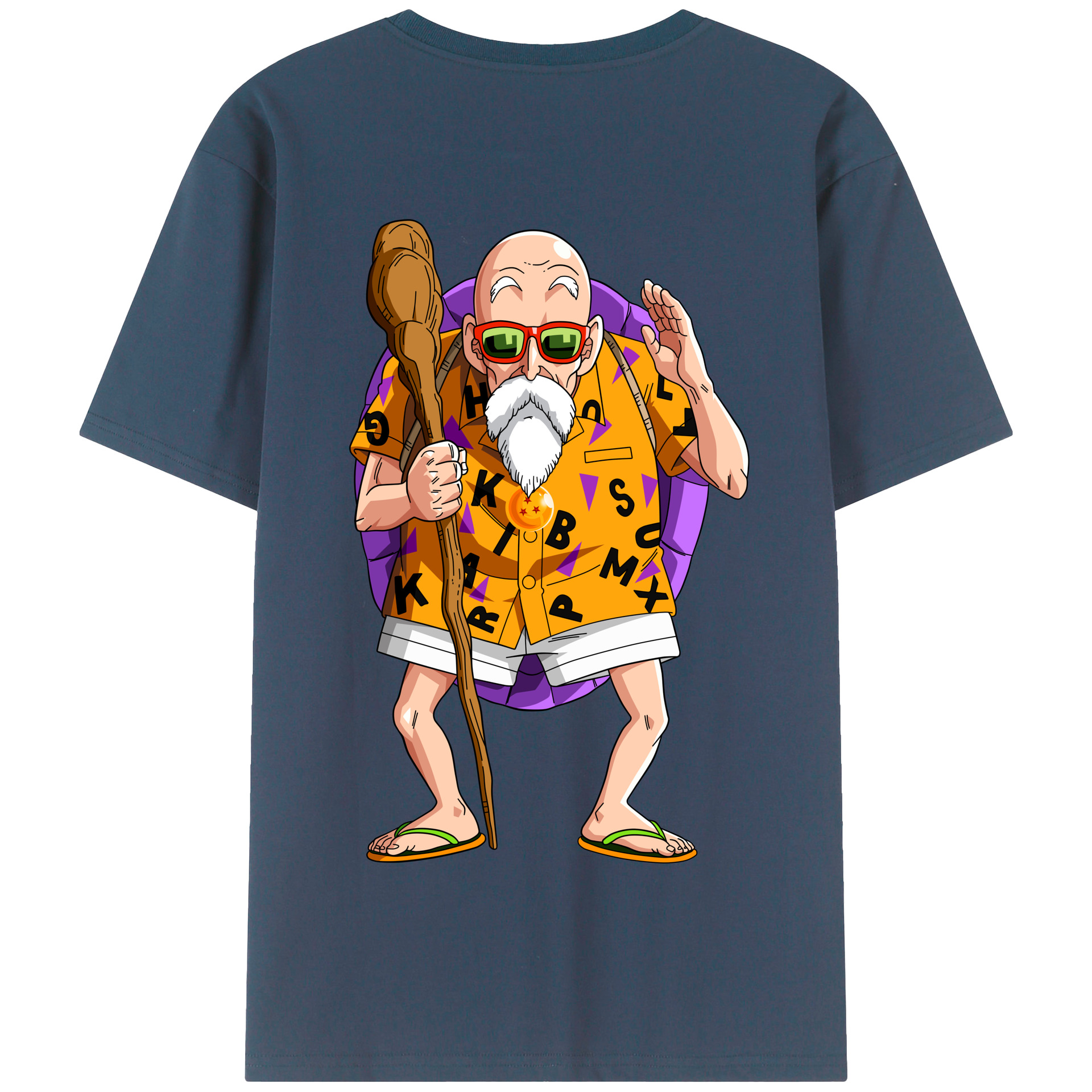 （画像用） ドラゴンボール 亀仙人（かめせんにん） DRAGON BALL Master Roshi Kame Sennin 綿100％半袖Tシャツ（背面プリント）