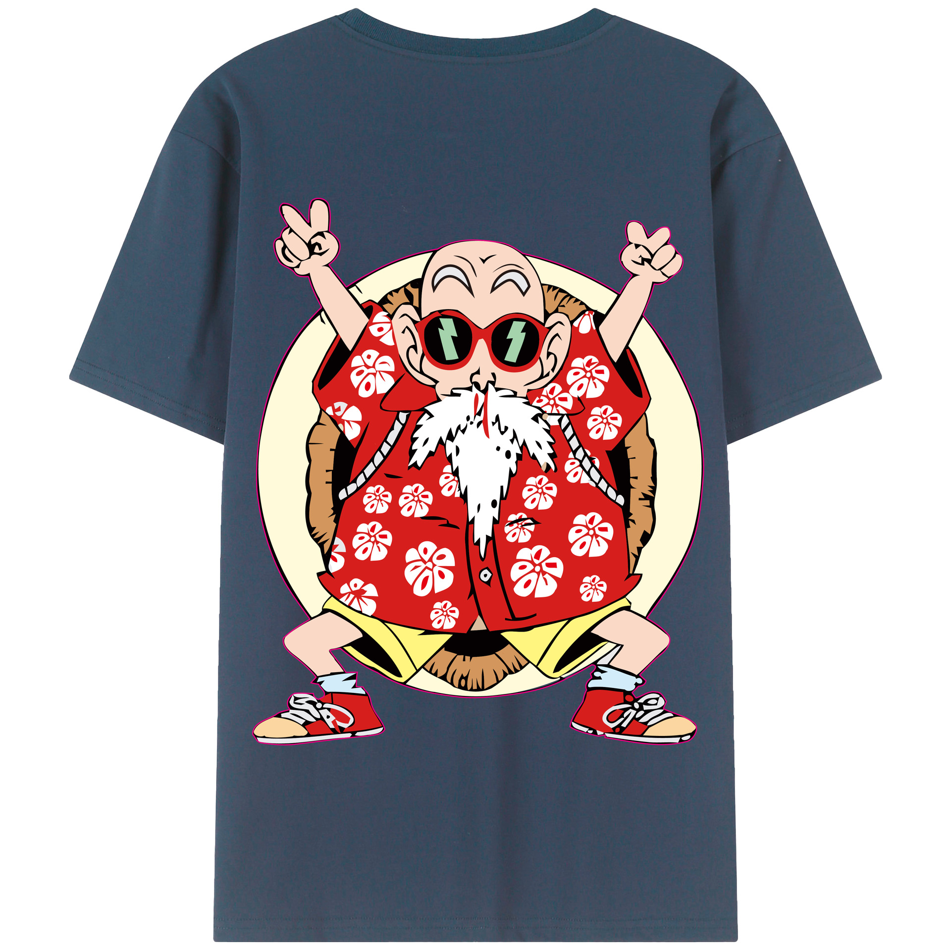 （画像用） ドラゴンボール 亀仙人（かめせんにん） DRAGON BALL Master Roshi Kame Sennin 綿100％半袖Tシャツ（背面プリント）