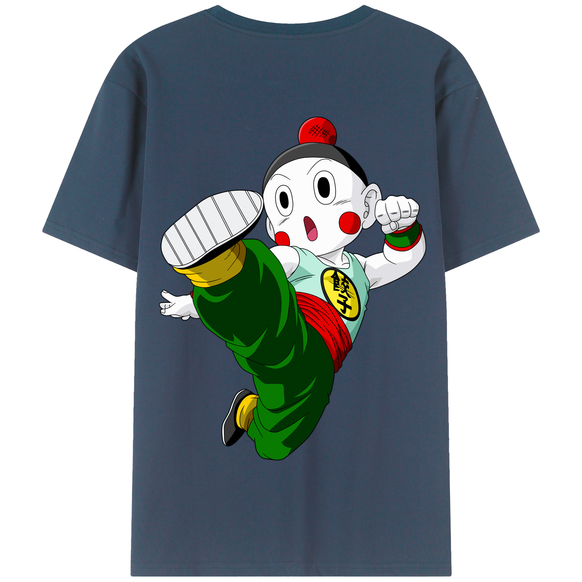 （画像用） ドラゴンボール 餃子（チャオズ）DRAGON BALL Chaoz 綿100％半袖Tシャツ（背面プリント）