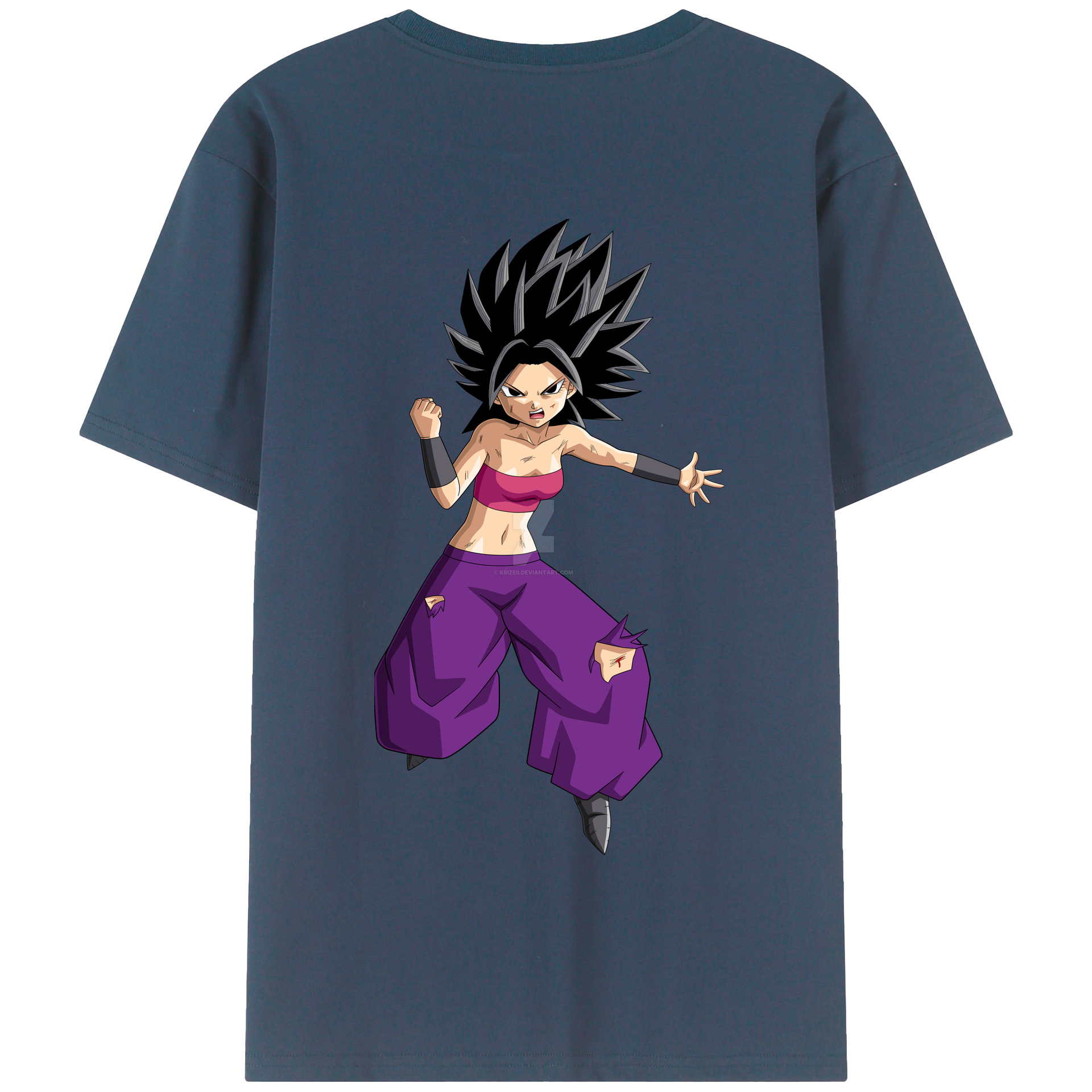 （画像用） ドラゴンボール カリフラ DRAGON BALL Caulifla 綿100％半袖Tシャツ（背面プリント）
