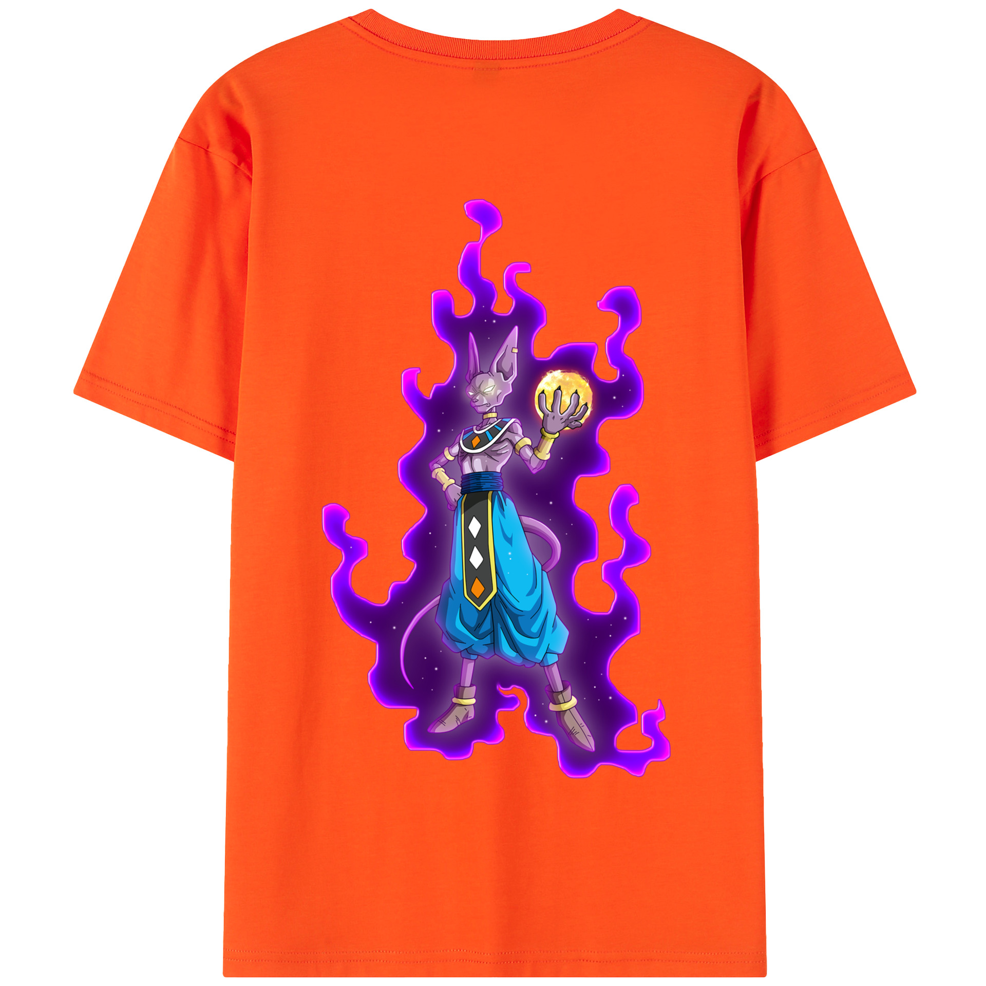 （画像用） ドラゴンボール ビルス 破壊神ビルス DRAGON BALL Beerus Birusu 綿100％半袖Tシャツ（背面プリント）