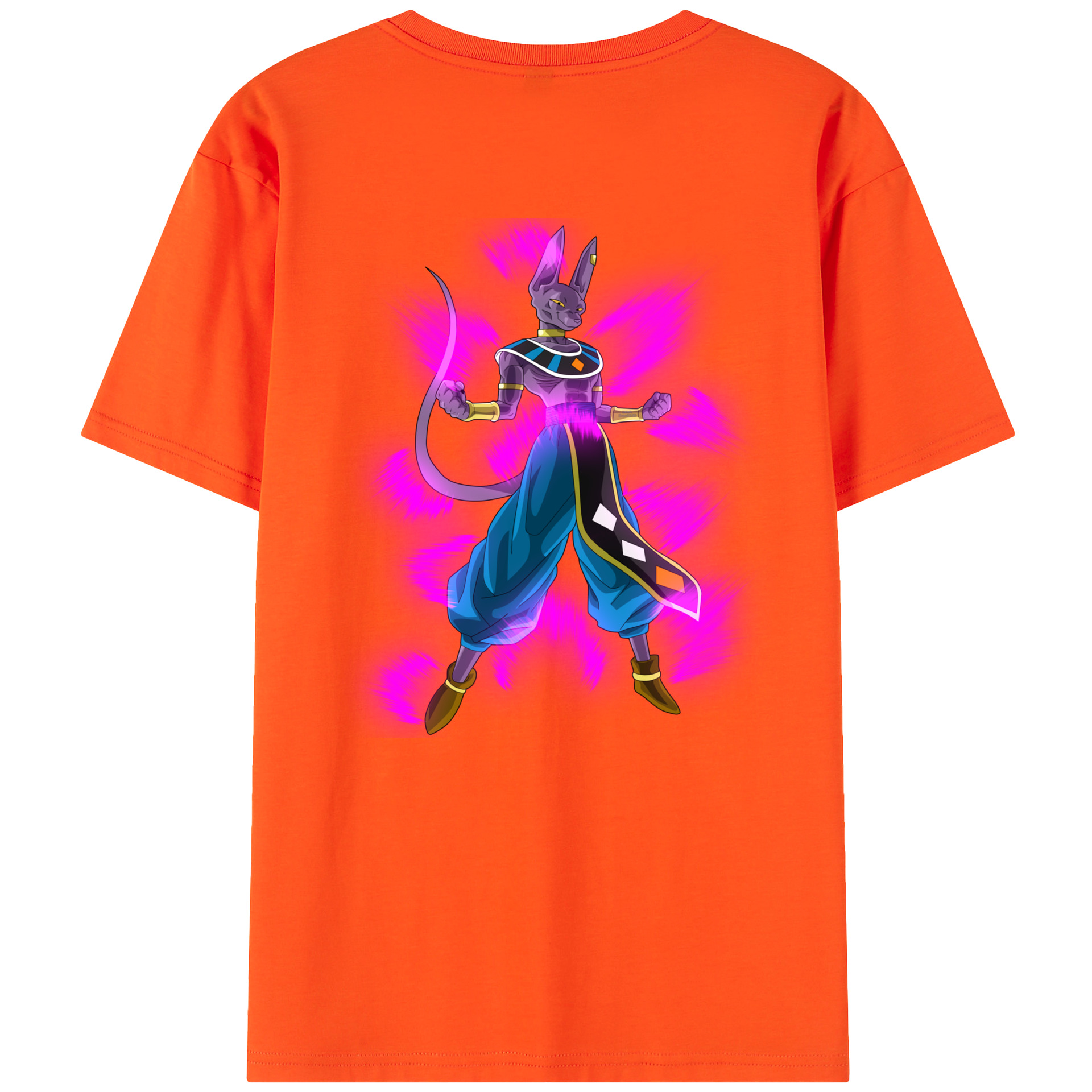 （画像用） ドラゴンボール ビルス 破壊神ビルス DRAGON BALL Beerus Birusu 綿100％半袖Tシャツ（背面プリント）