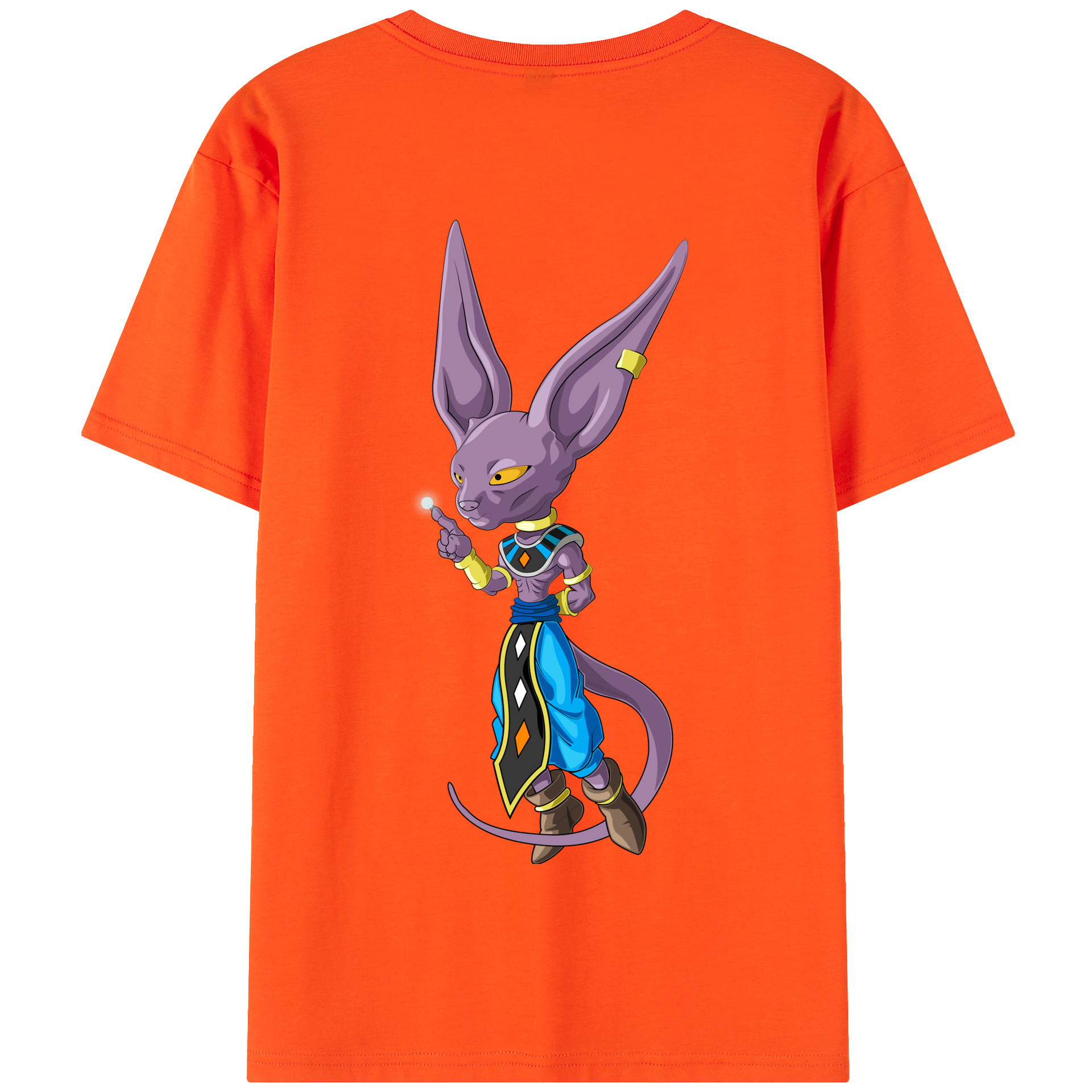 （画像用） ドラゴンボール ビルス 破壊神ビルス DRAGON BALL Beerus Birusu 綿100％半袖Tシャツ（背面プリント）