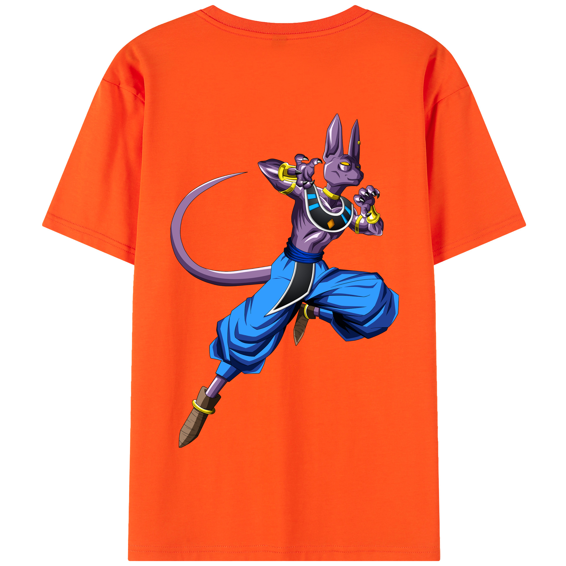 （画像用） ドラゴンボール ビルス 破壊神ビルス DRAGON BALL Beerus Birusu 綿100％半袖Tシャツ（背面プリント）