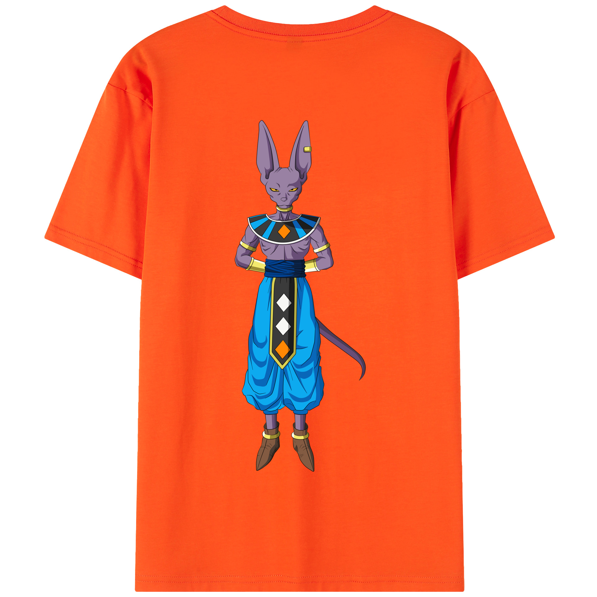 （画像用） ドラゴンボール ビルス 破壊神ビルス DRAGON BALL Beerus Birusu 綿100％半袖Tシャツ（背面プリント）