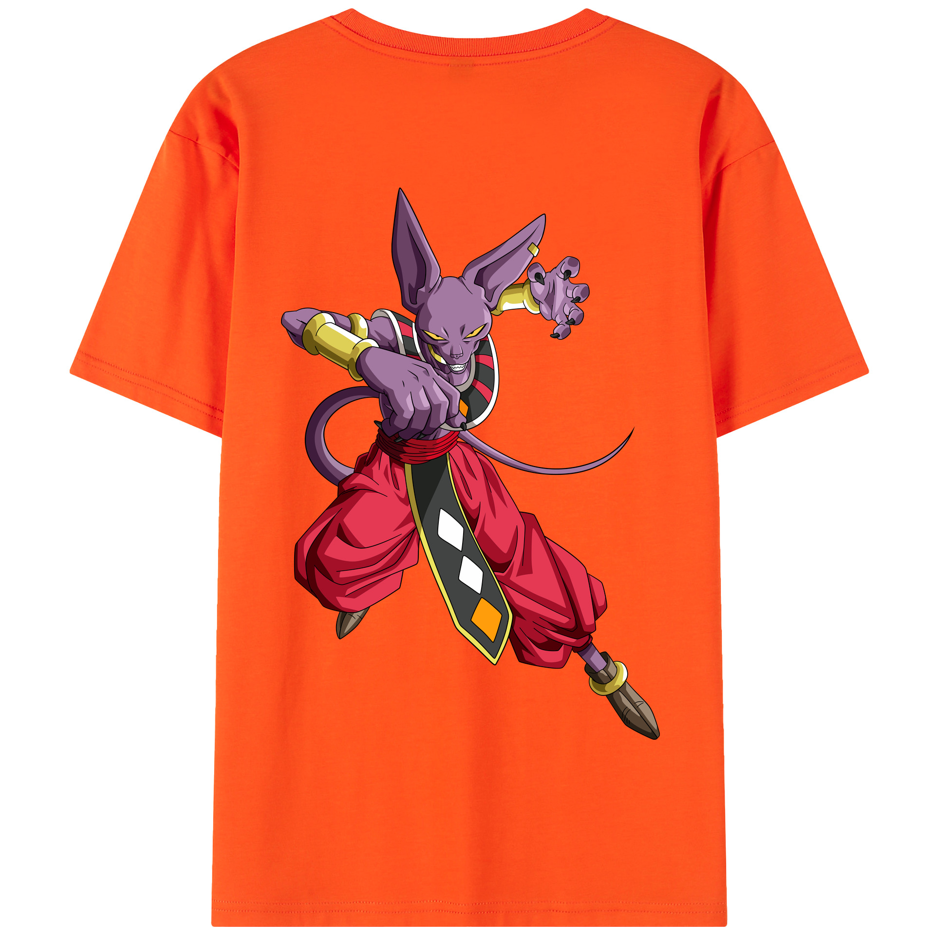 （画像用） ドラゴンボール ビルス 破壊神ビルス DRAGON BALL Beerus Birusu 綿100％半袖Tシャツ（背面プリント）