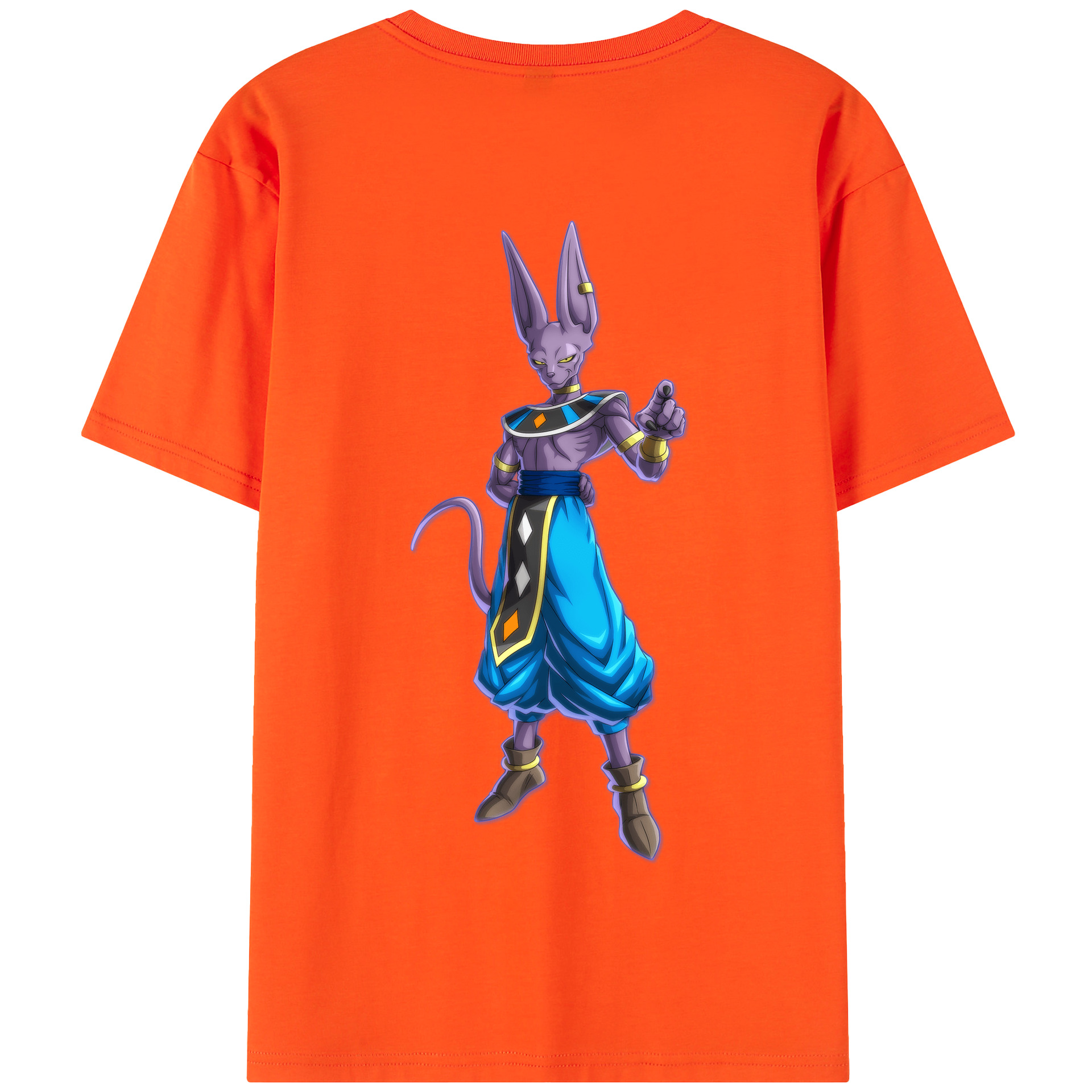 （画像用） ドラゴンボール ビルス 破壊神ビルス DRAGON BALL Beerus Birusu 綿100％半袖Tシャツ（背面プリント）