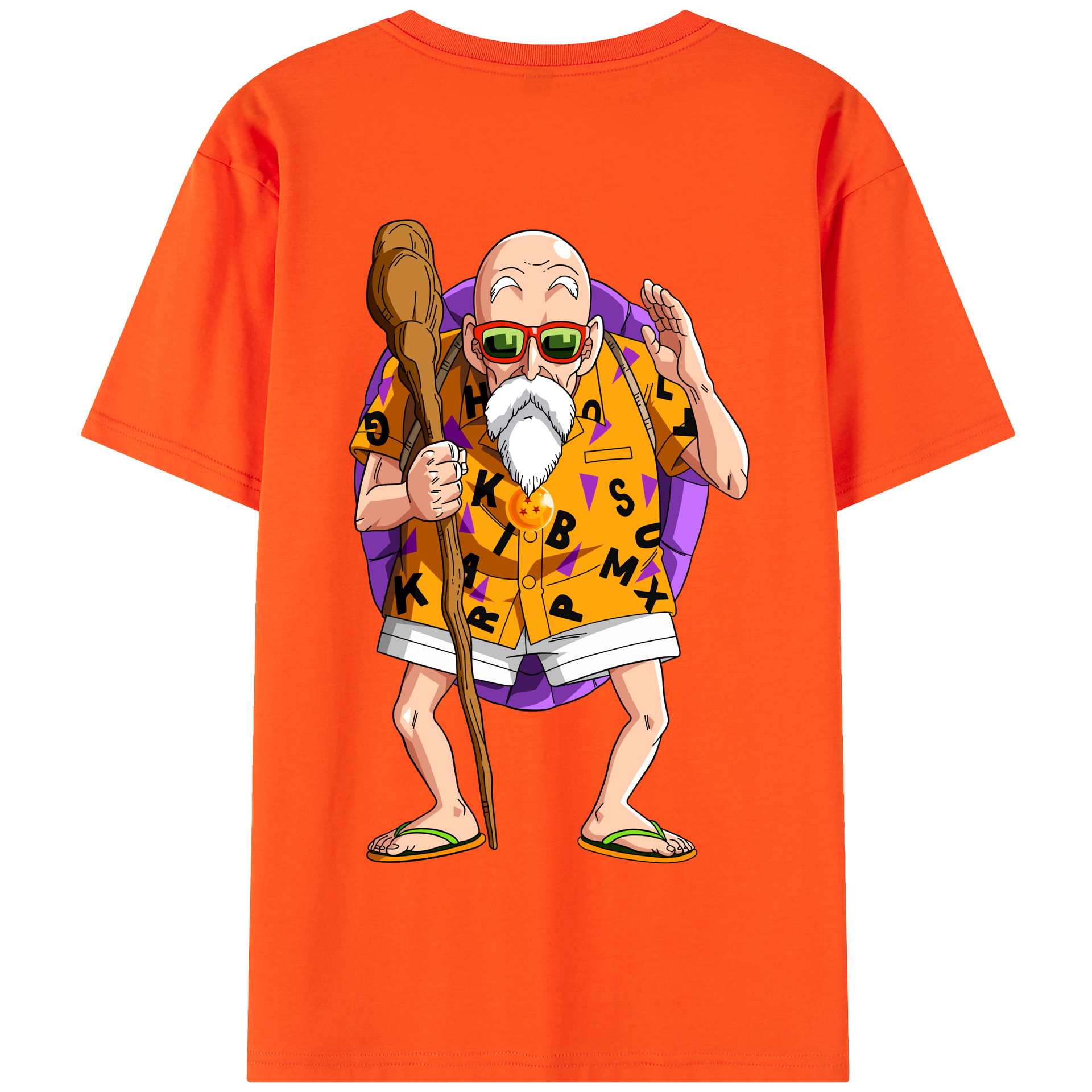 （画像用） ドラゴンボール 亀仙人（かめせんにん） DRAGON BALL Master Roshi Kame Sennin 綿100％半袖Tシャツ（背面プリント）