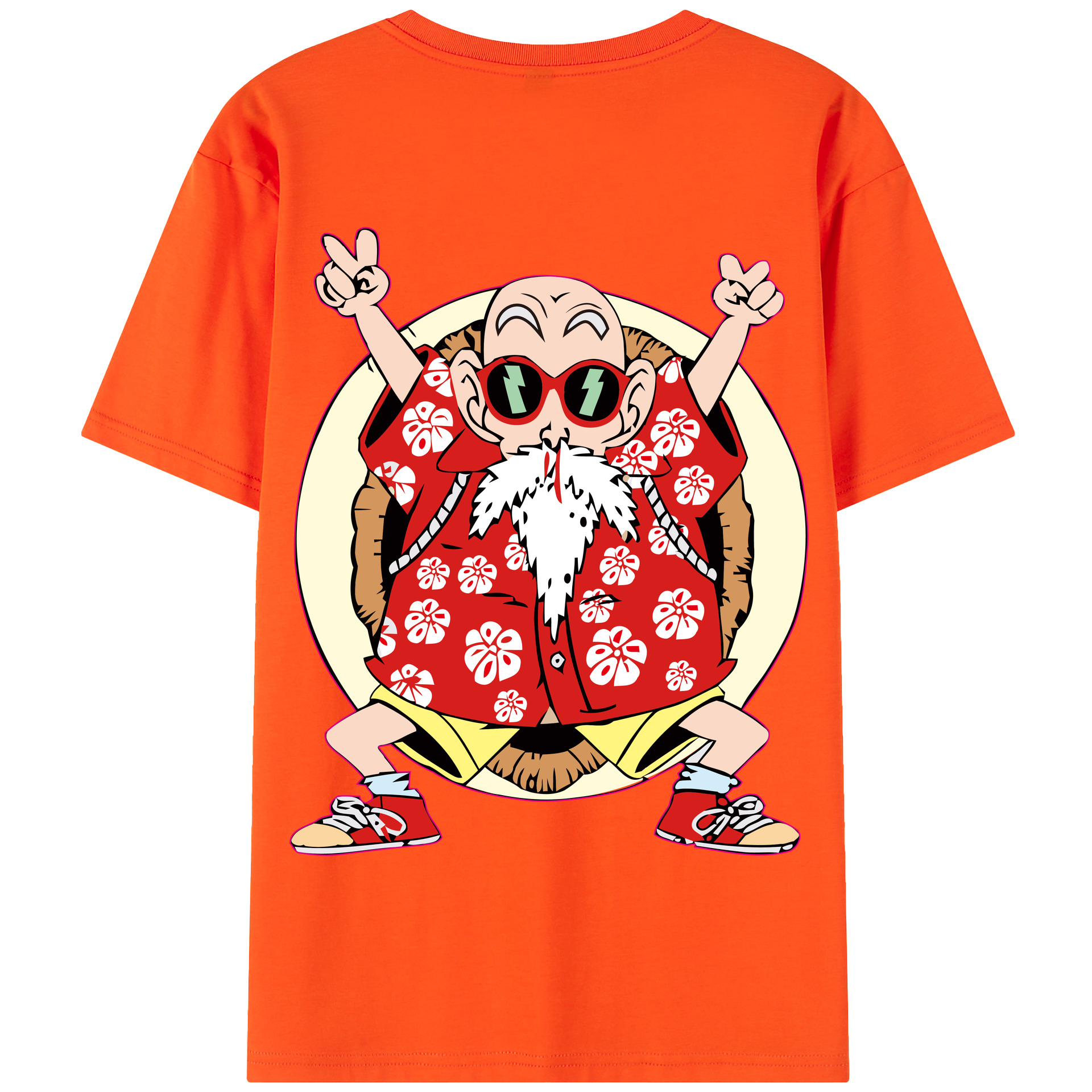 （画像用） ドラゴンボール 亀仙人（かめせんにん） DRAGON BALL Master Roshi Kame Sennin 綿100％半袖Tシャツ（背面プリント）