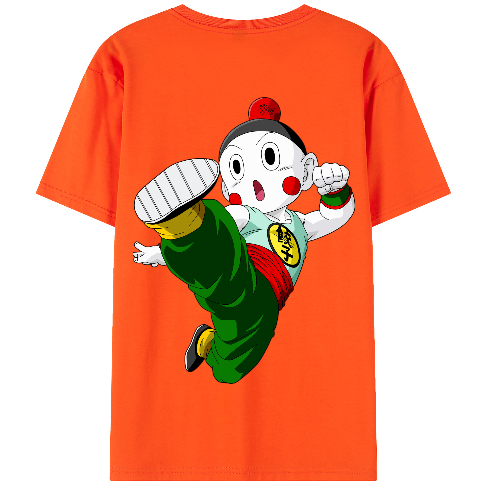 （画像用） ドラゴンボール 餃子（チャオズ）DRAGON BALL Chaoz 綿100％半袖Tシャツ（背面プリント）