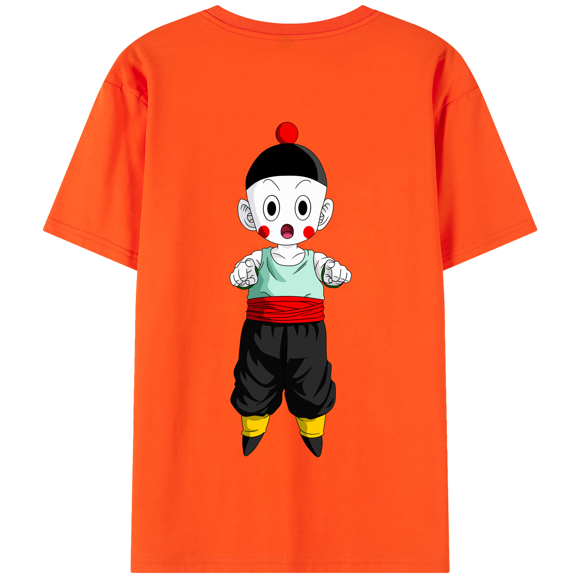 （画像用） ドラゴンボール 餃子（チャオズ）DRAGON BALL Chaoz 綿100％半袖Tシャツ（背面プリント）