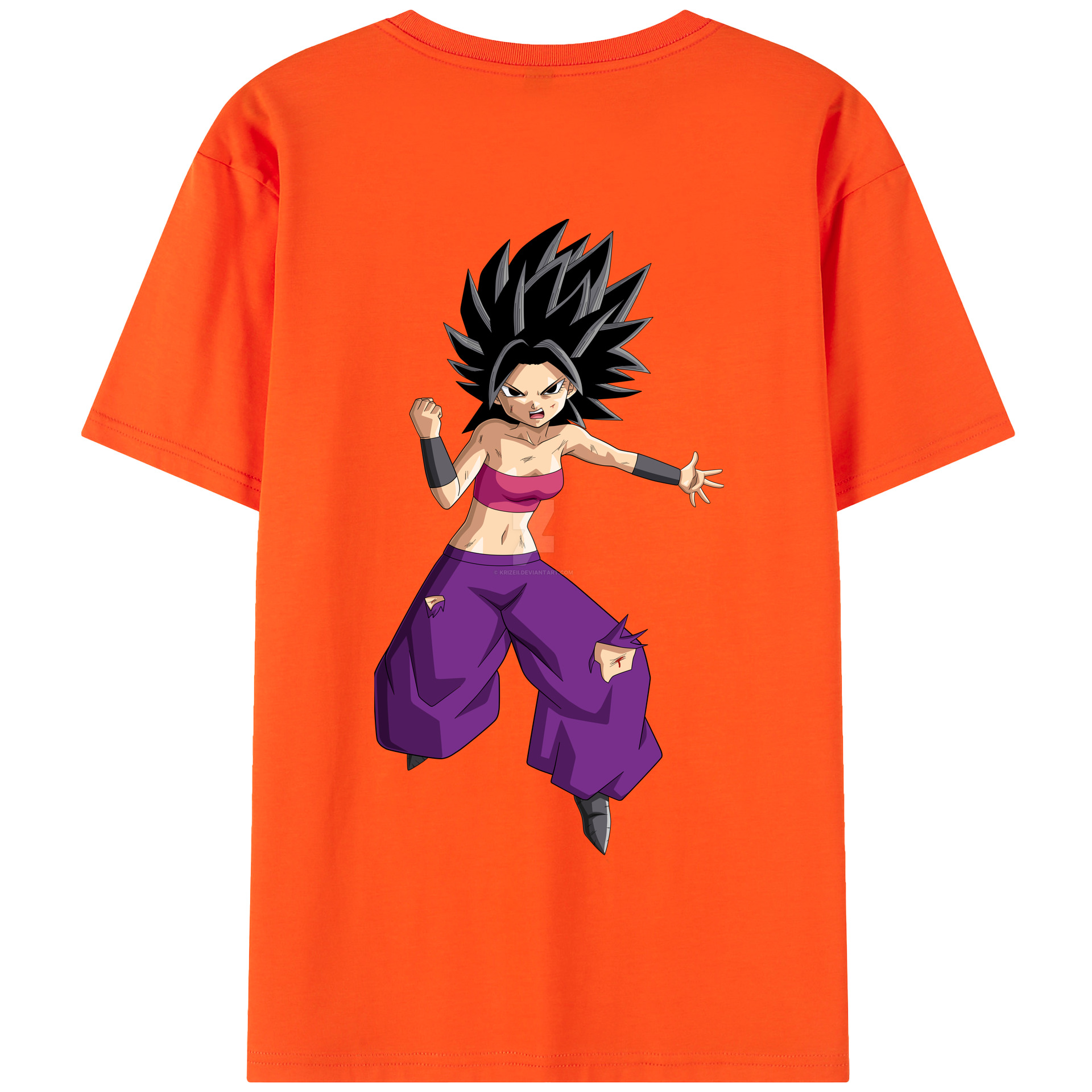 （画像用） ドラゴンボール カリフラ DRAGON BALL Caulifla 綿100％半袖Tシャツ（背面プリント）