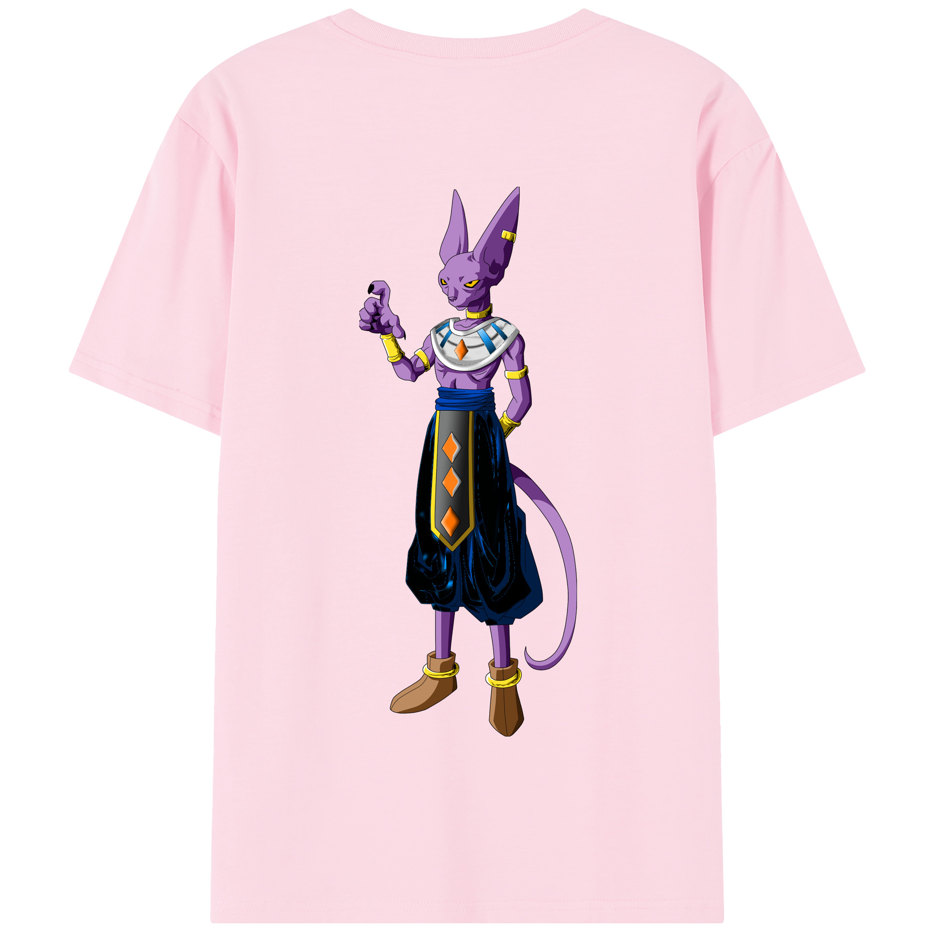 （画像用） ドラゴンボール ビルス 破壊神ビルス DRAGON BALL Beerus Birusu 綿100％半袖Tシャツ（背面プリント）
