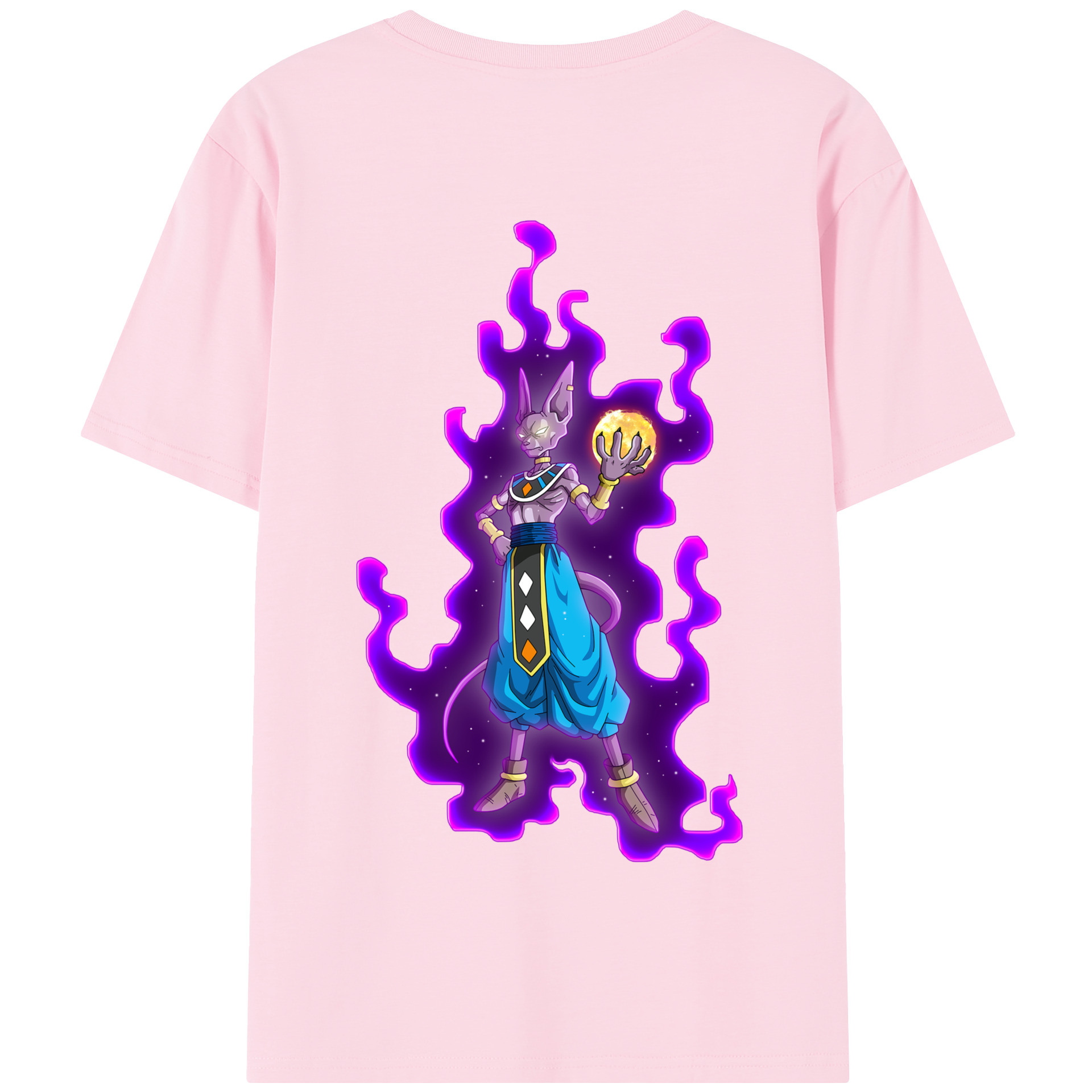 （画像用） ドラゴンボール ビルス 破壊神ビルス DRAGON BALL Beerus Birusu 綿100％半袖Tシャツ（背面プリント）
