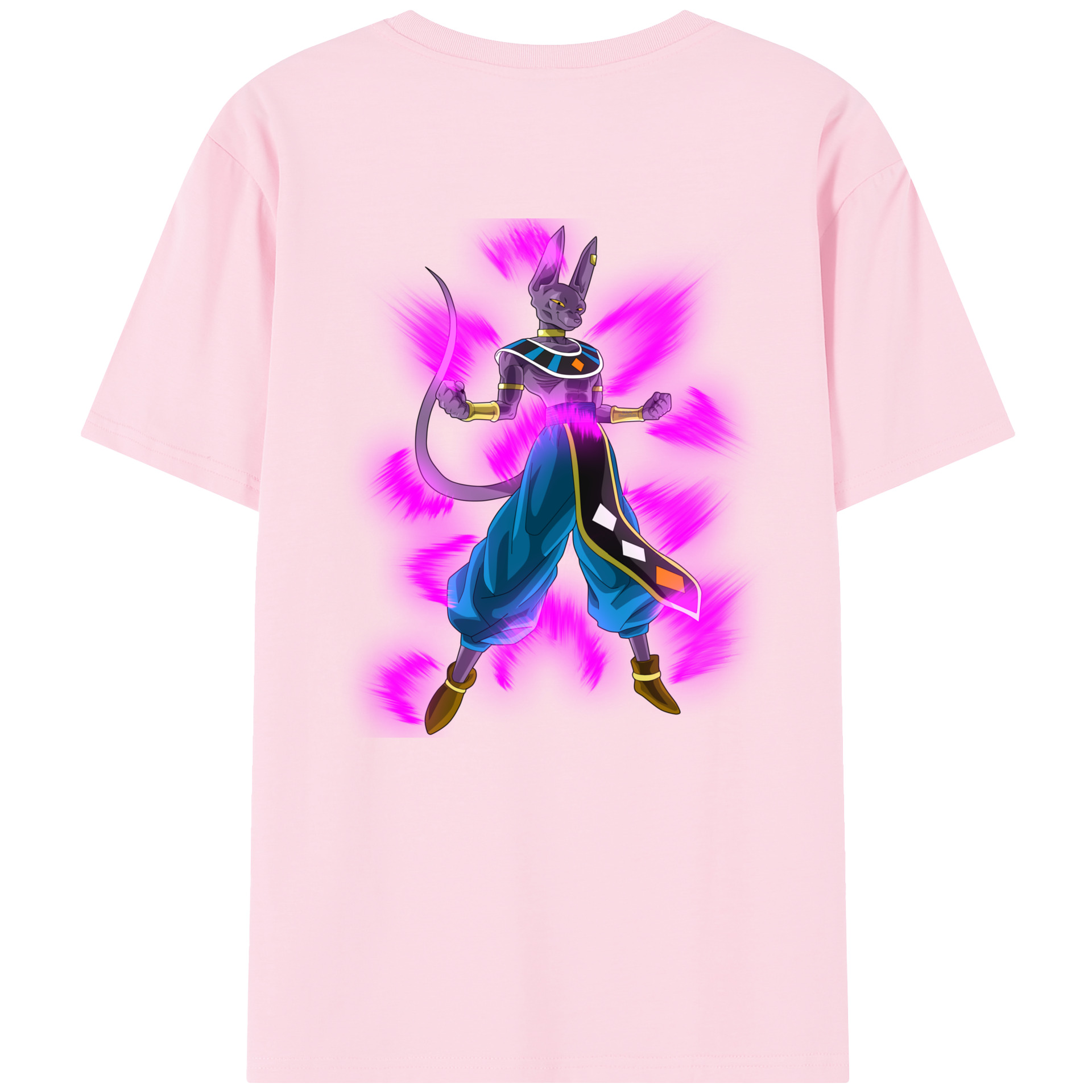 （画像用） ドラゴンボール ビルス 破壊神ビルス DRAGON BALL Beerus Birusu 綿100％半袖Tシャツ（背面プリント）