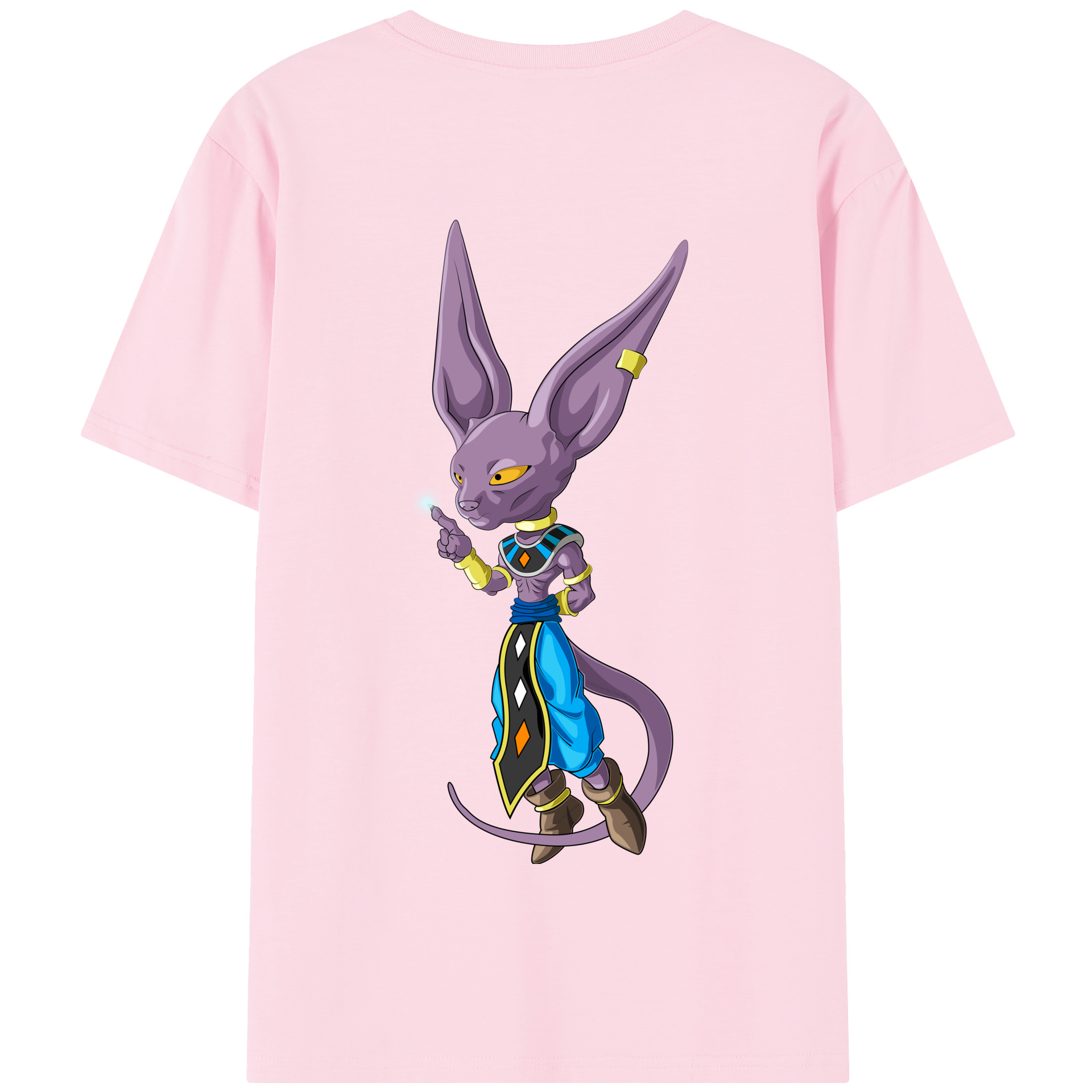 （画像用） ドラゴンボール ビルス 破壊神ビルス DRAGON BALL Beerus Birusu 綿100％半袖Tシャツ（背面プリント）