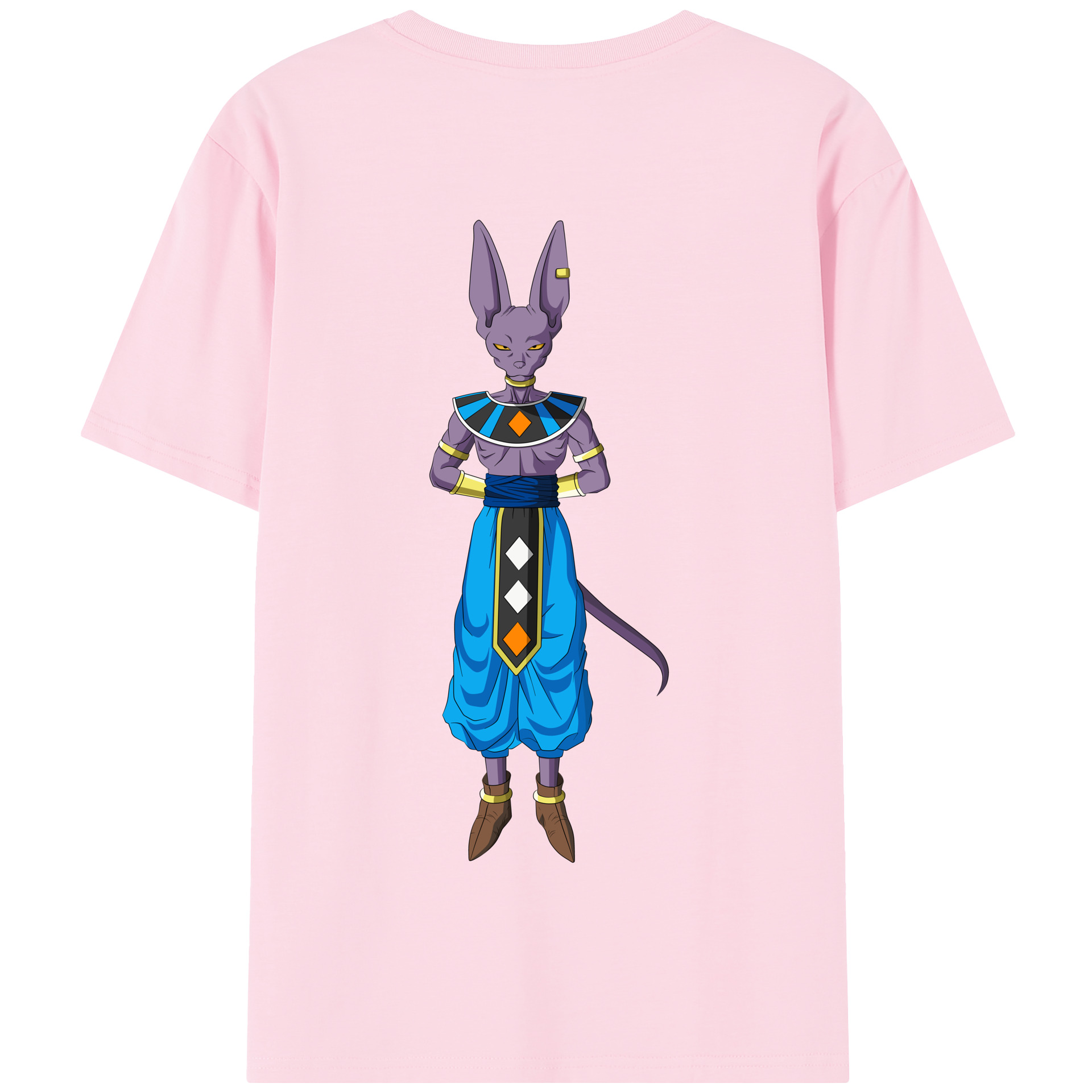 （画像用） ドラゴンボール ビルス 破壊神ビルス DRAGON BALL Beerus Birusu 綿100％半袖Tシャツ（背面プリント）