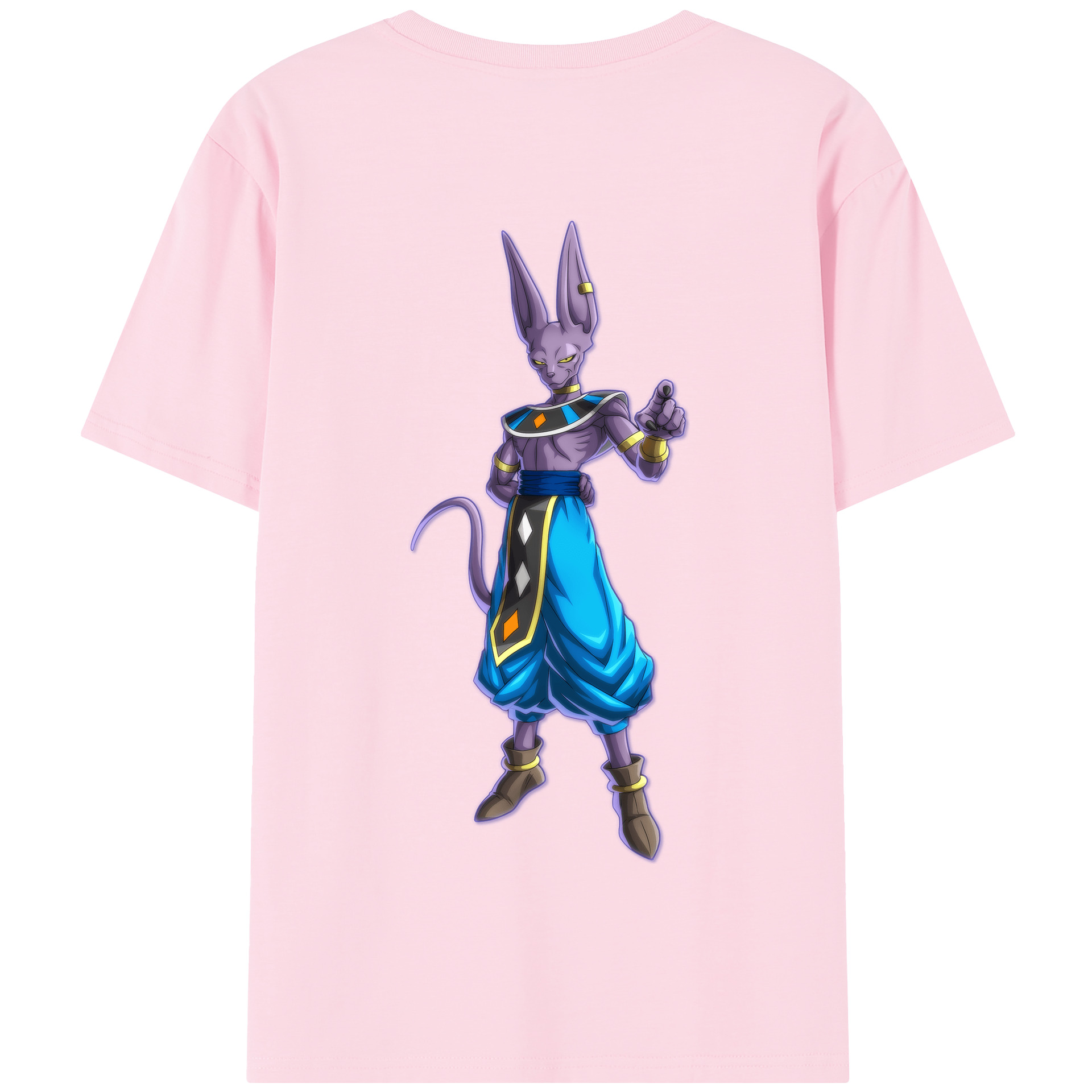 （画像用） ドラゴンボール ビルス 破壊神ビルス DRAGON BALL Beerus Birusu 綿100％半袖Tシャツ（背面プリント）