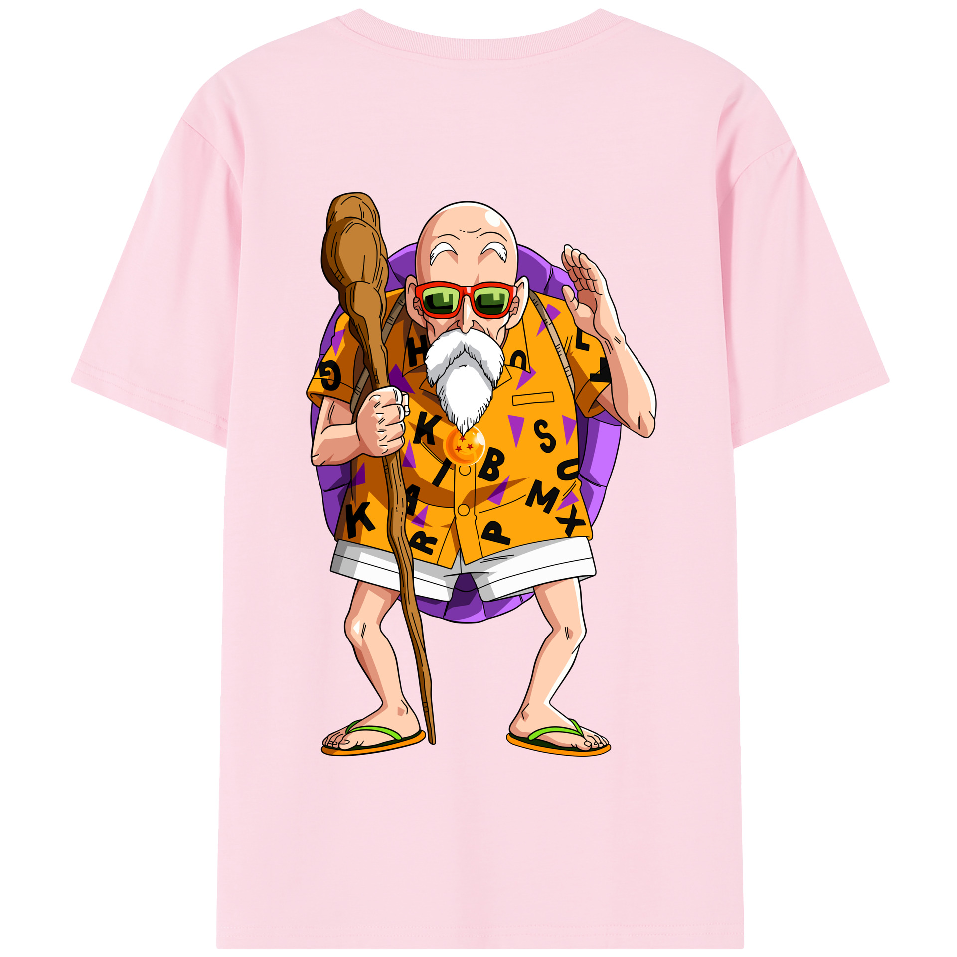 （画像用） ドラゴンボール 亀仙人（かめせんにん） DRAGON BALL Master Roshi Kame Sennin 綿100％半袖Tシャツ（背面プリント）