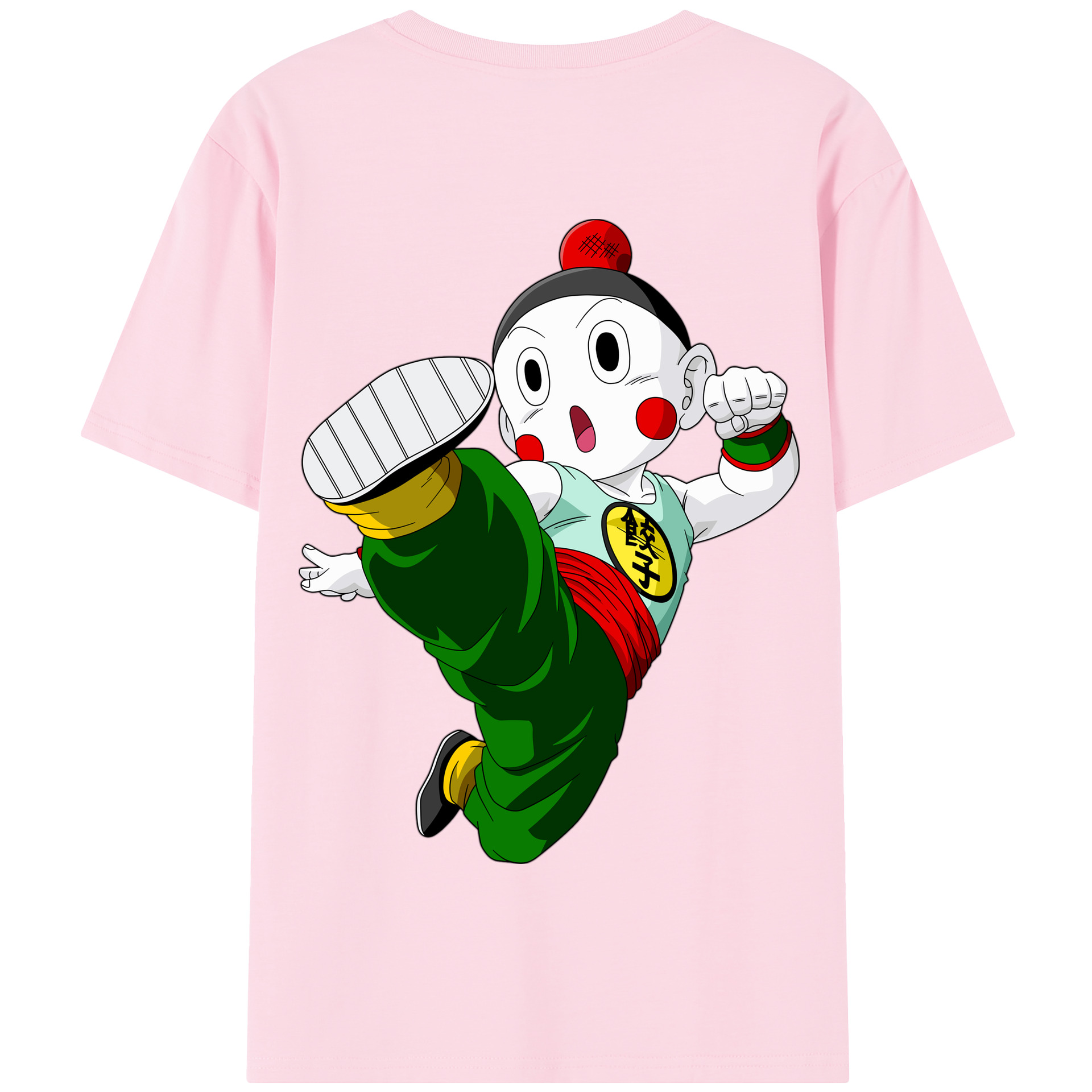 （画像用） ドラゴンボール 餃子（チャオズ）DRAGON BALL Chaoz 綿100％半袖Tシャツ（背面プリント）