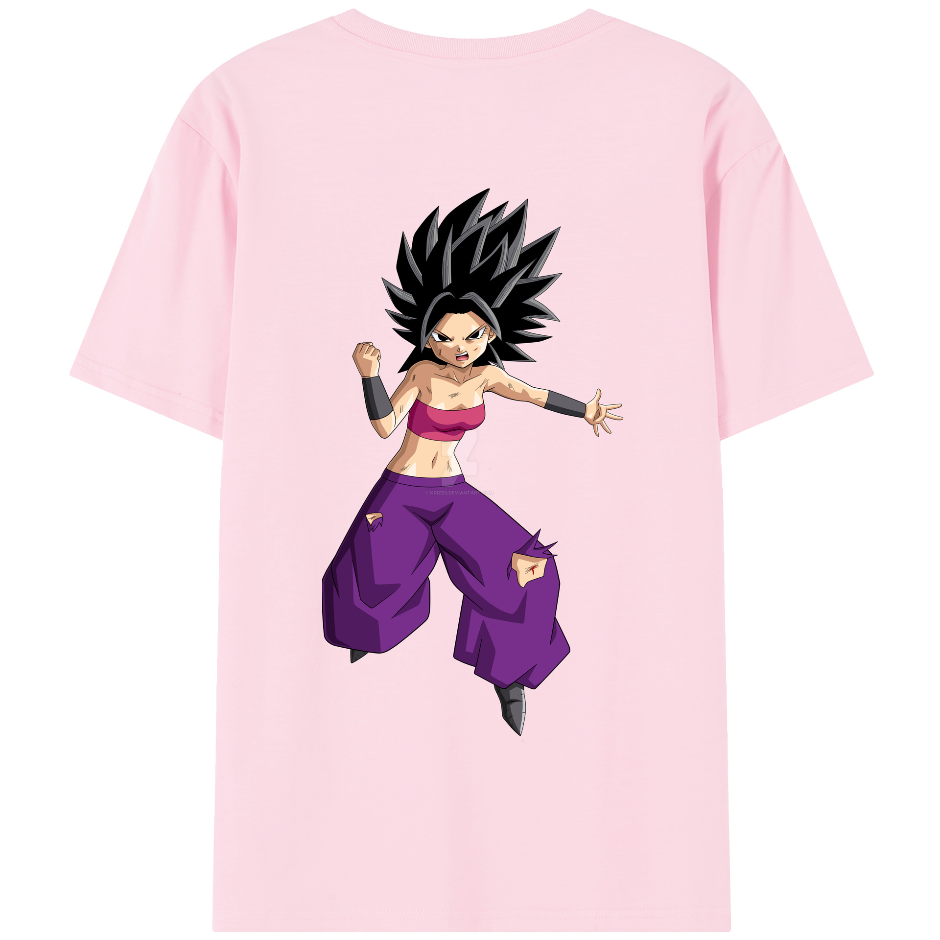 （画像用） ドラゴンボール カリフラ DRAGON BALL Caulifla 綿100％半袖Tシャツ（背面プリント）