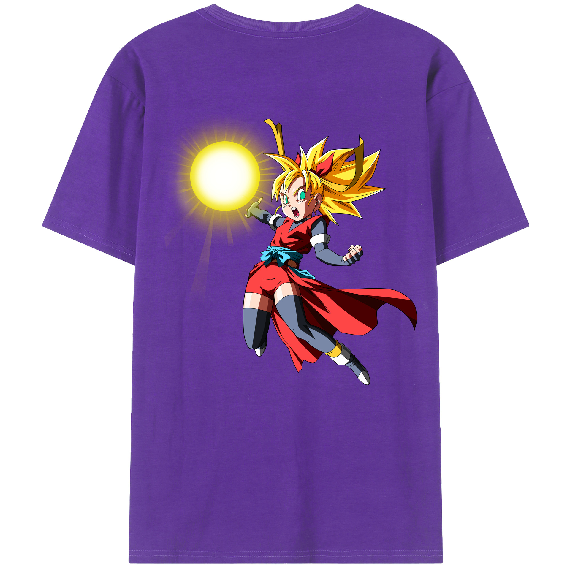 （画像用） ドラゴンボール カリフラ DRAGON BALL Caulifla 綿100％半袖Tシャツ（背面プリント）